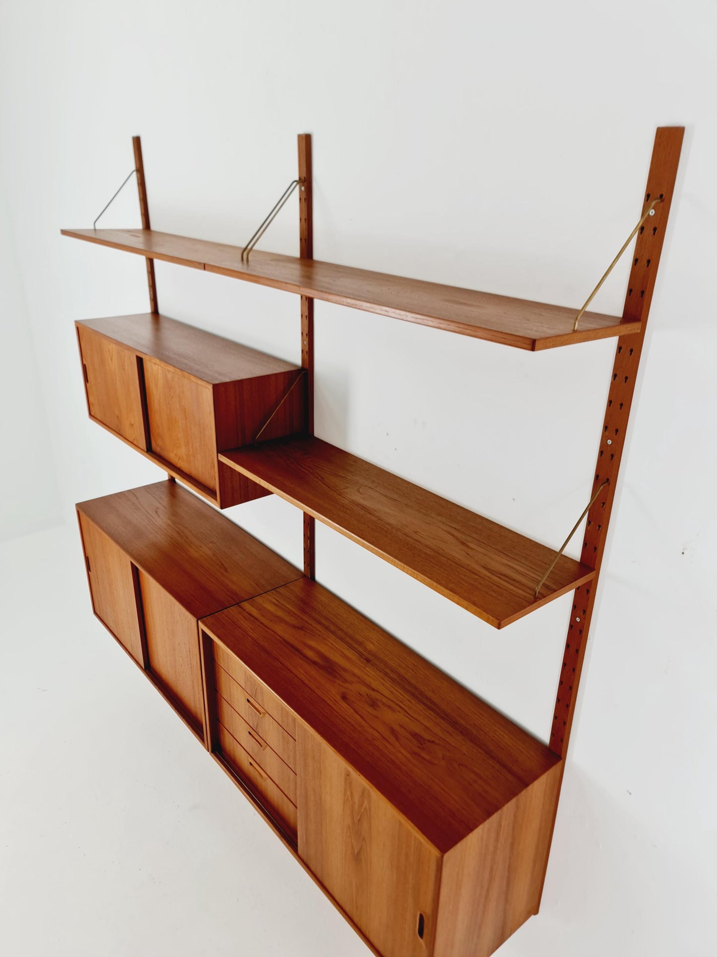 Rare Mid century Danish Teak Wall Unit 3 cabinet by Sven Ellekaer For Abert Hansen, Denmark, 1960s