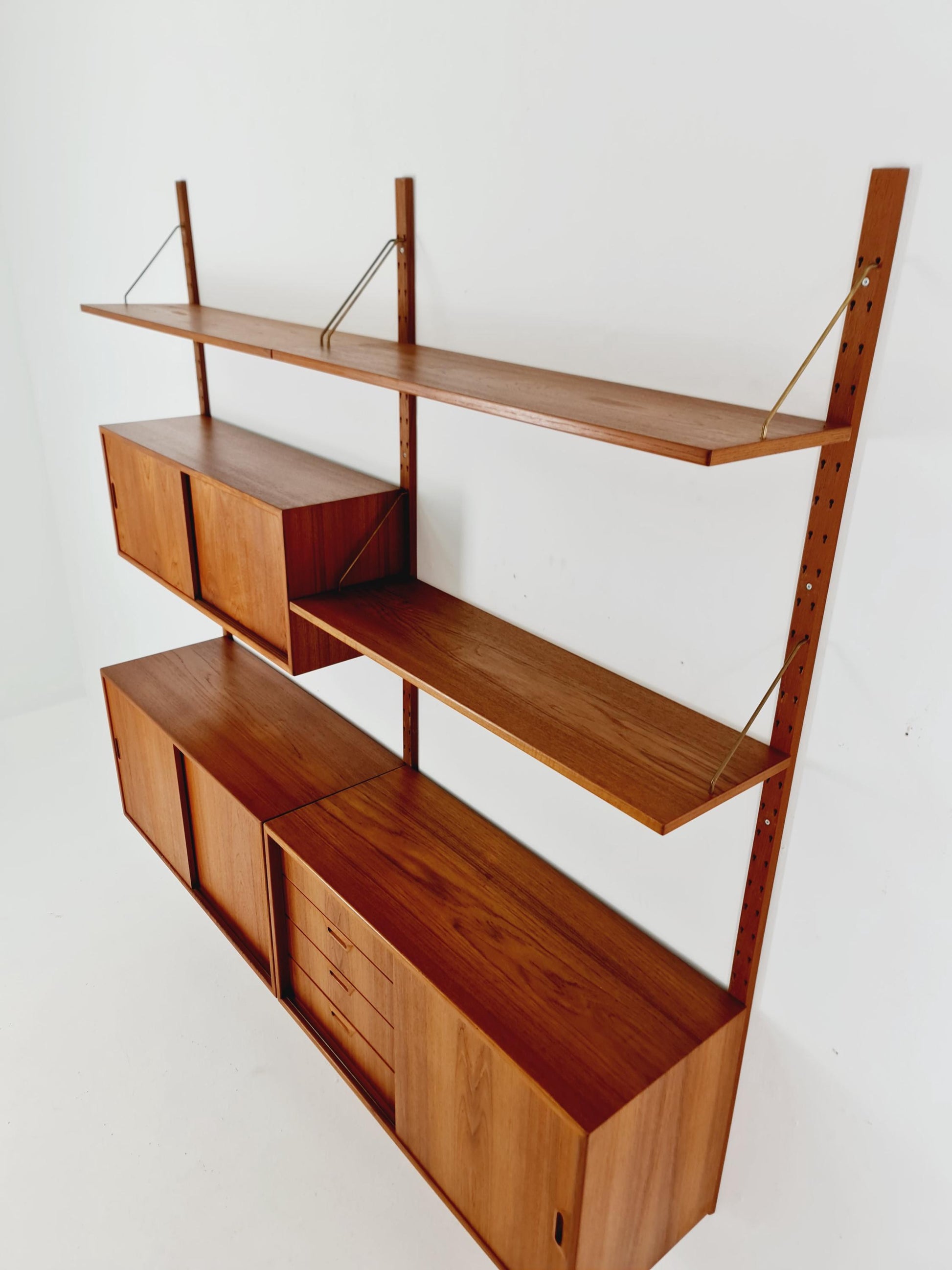 Rare Mid century Danish Teak Wall Unit 3 cabinet by Sven Ellekaer For Abert Hansen, Denmark, 1960s
