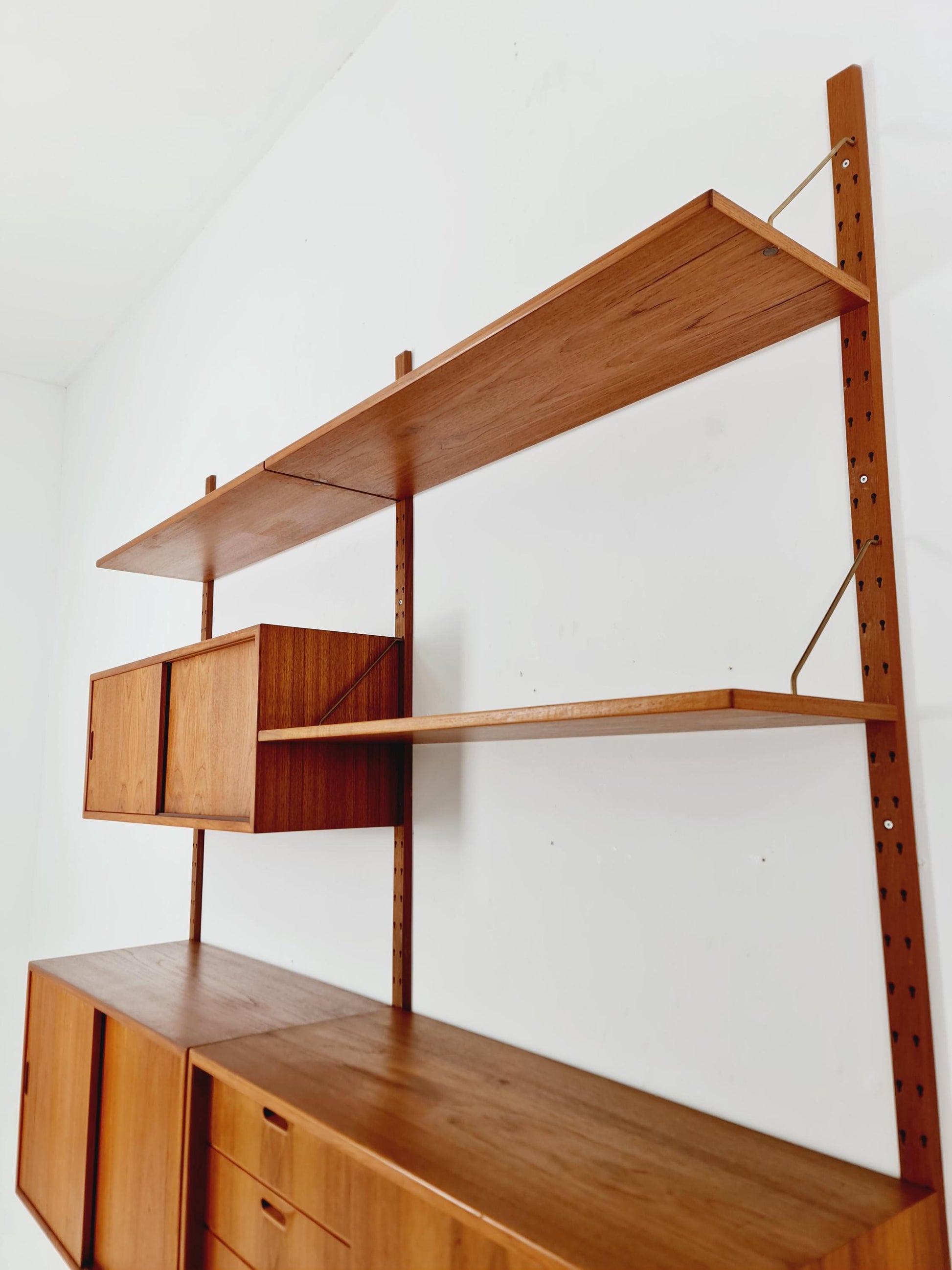 Rare Mid century Danish Teak Wall Unit 3 cabinet by Sven Ellekaer For Abert Hansen, Denmark, 1960s