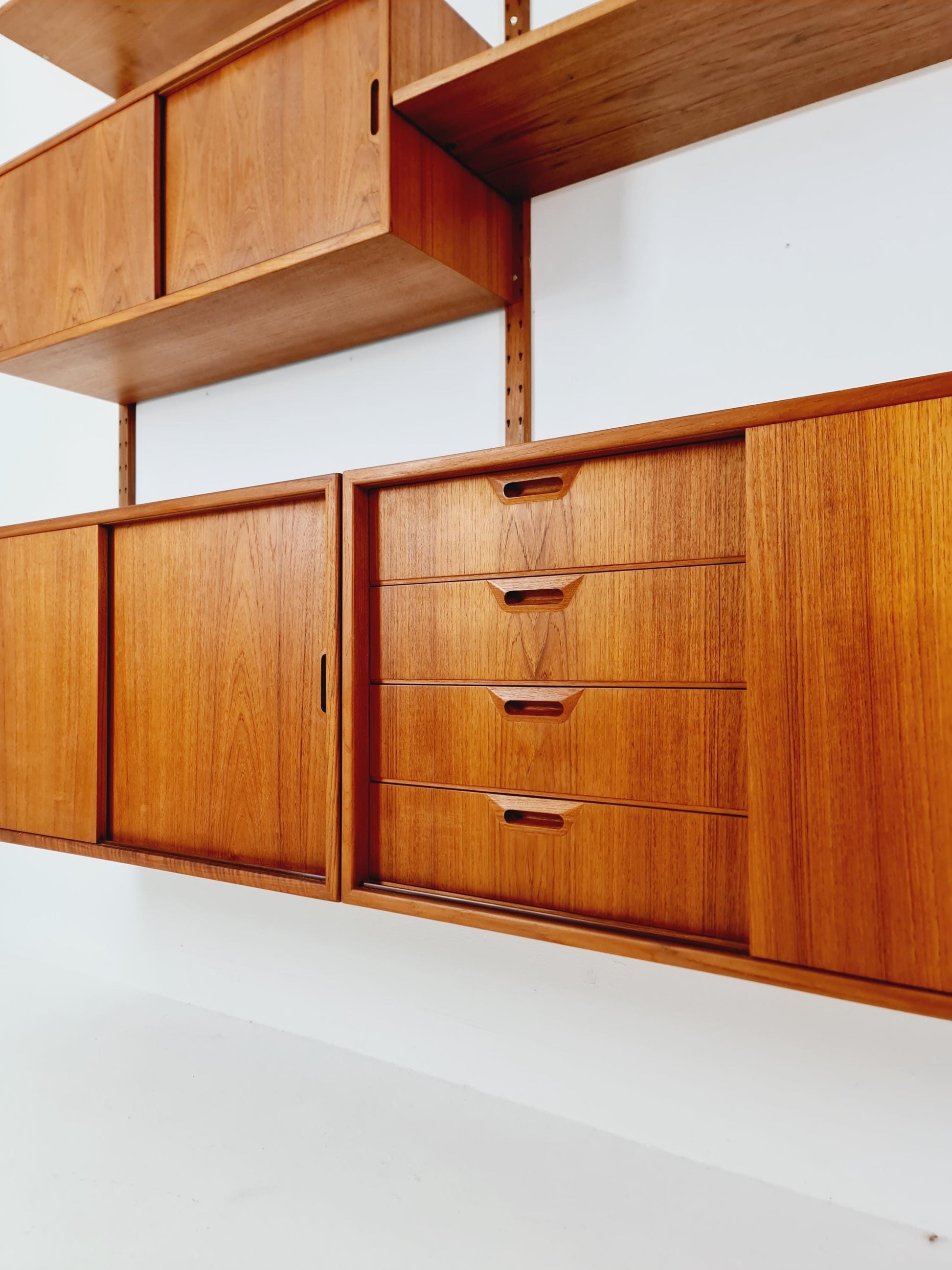 Rare Mid century Danish Teak Wall Unit 3 cabinet by Sven Ellekaer For Abert Hansen, Denmark, 1960s