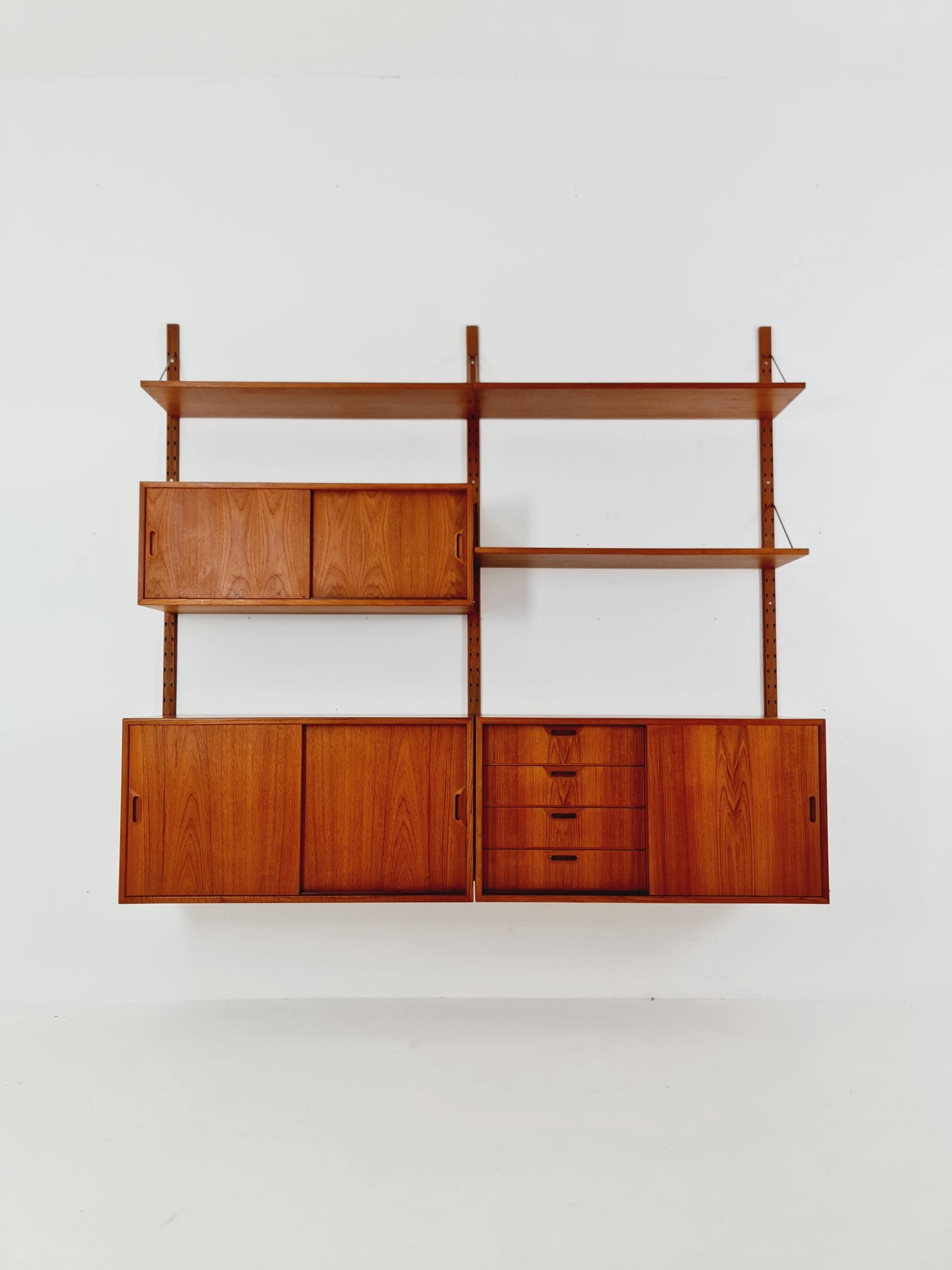 Rare Mid century Danish Teak Wall Unit 3 cabinet by Sven Ellekaer For Abert Hansen, Denmark, 1960s