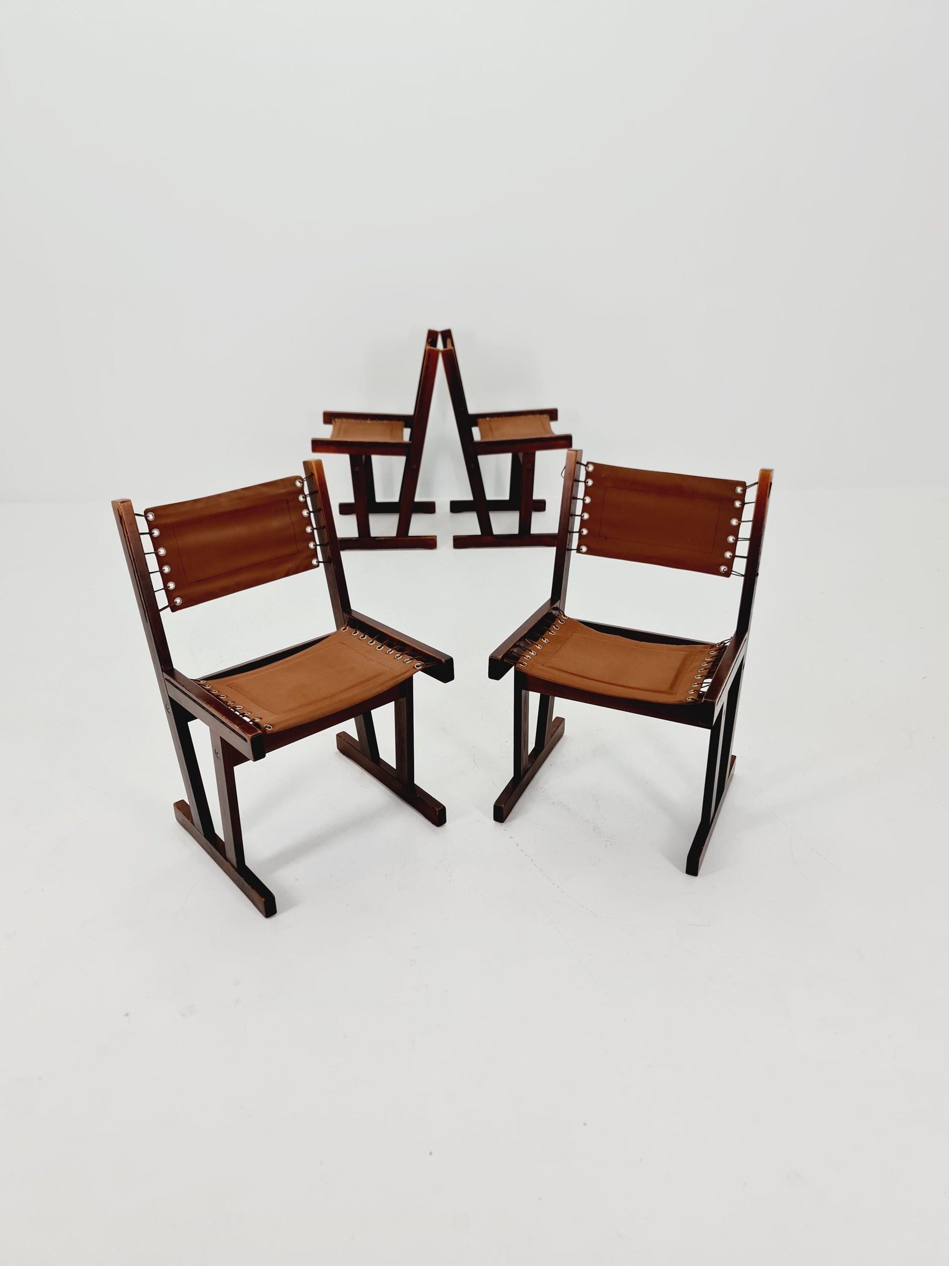 MidCentury Safari Dining Chairs BY Svein Björneng for Bruksbo Norway 1960s set of 4