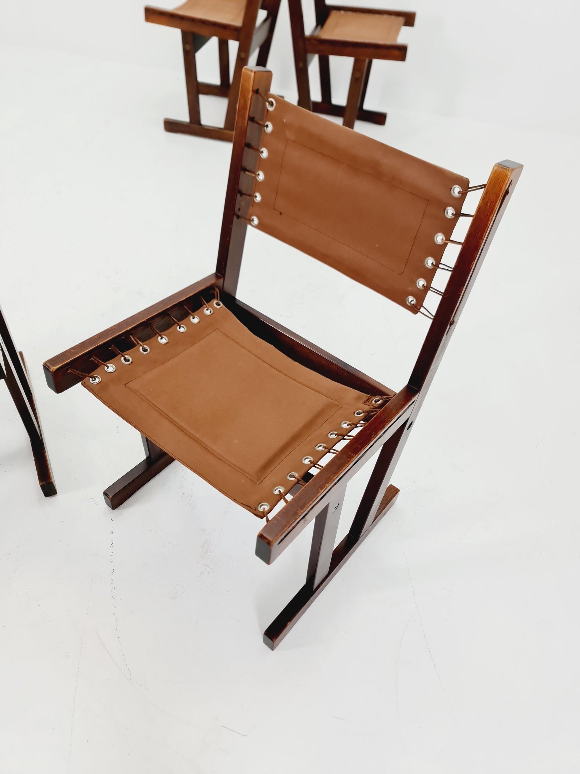 MidCentury Safari Dining Chairs BY Svein Björneng for Bruksbo Norway 1960s set of 4
