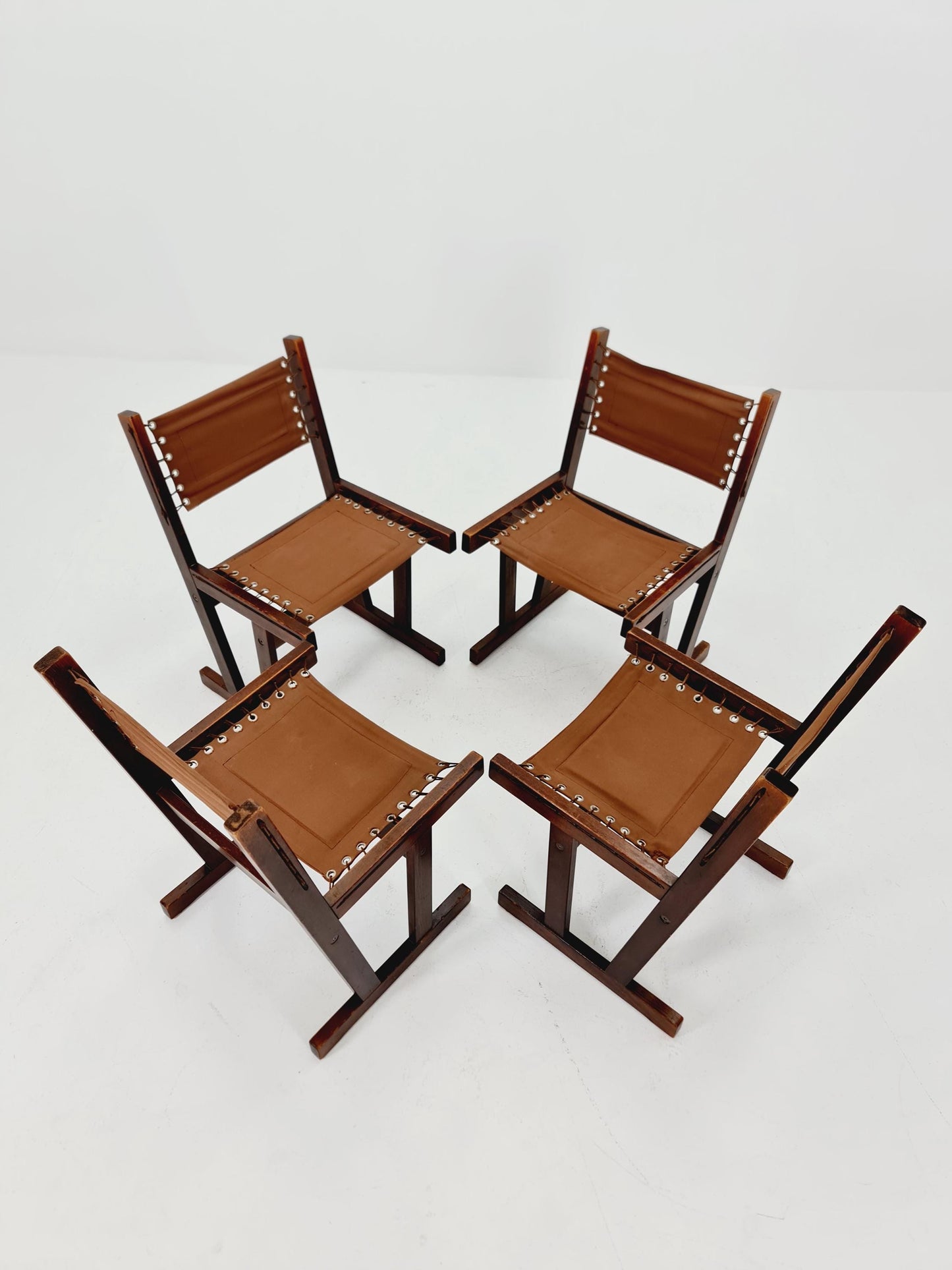 MidCentury Safari Dining Chairs BY Svein Björneng for Bruksbo Norway 1960s set of 4