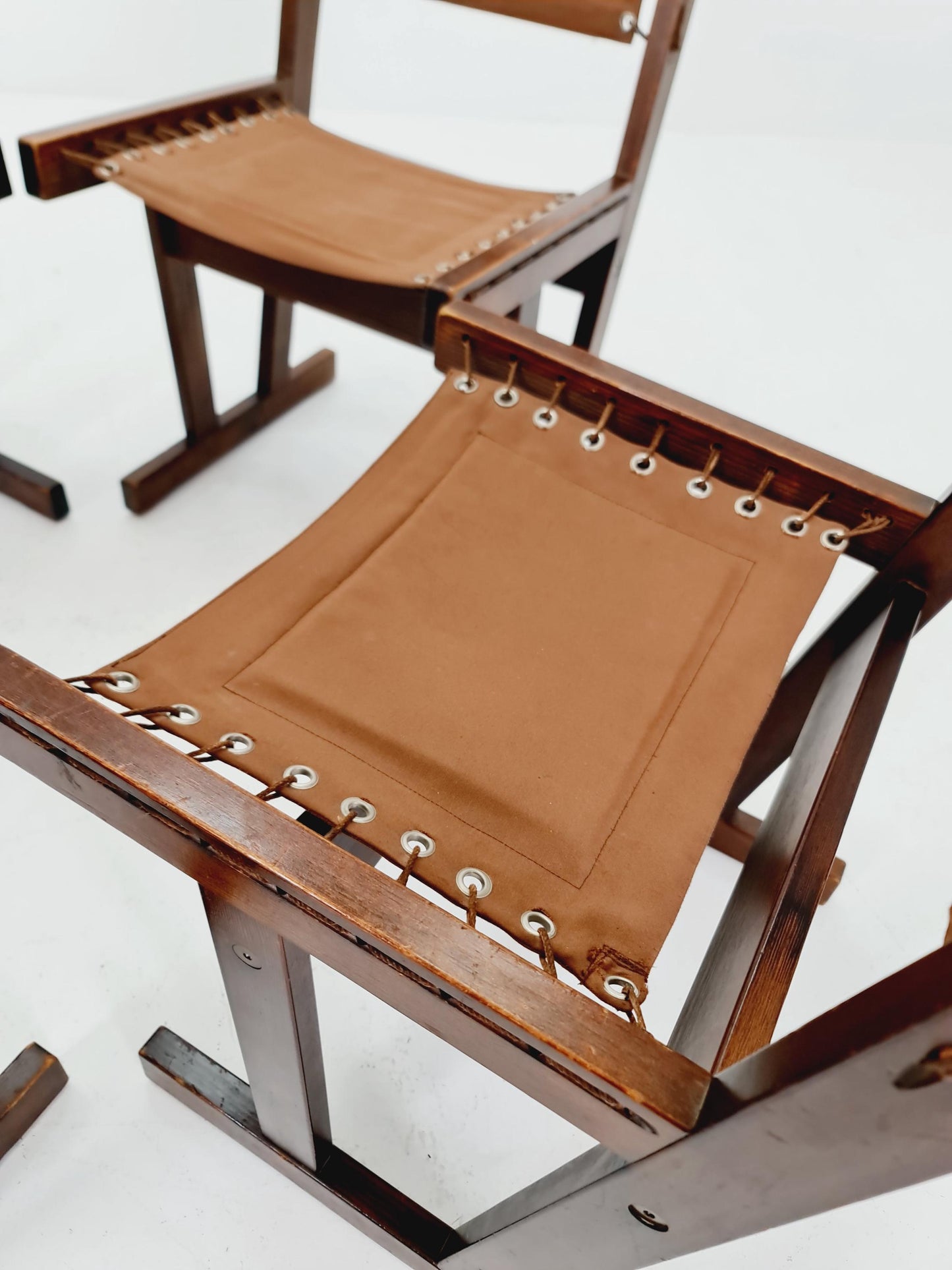 MidCentury Safari Dining Chairs BY Svein Björneng for Bruksbo Norway 1960s set of 4