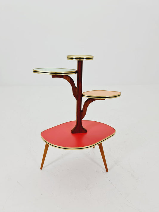 Rare Large German Plant Stand, Colorful Vintage Mid-Century Minimalist Indoor Plant Stand Side Table Retro flower table, 1950s