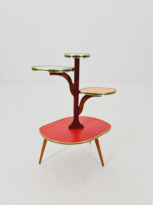Rare Large German Plant Stand, Colorful Vintage Mid-Century Minimalist Indoor Plant Stand Side Table Retro flower table, 1950s