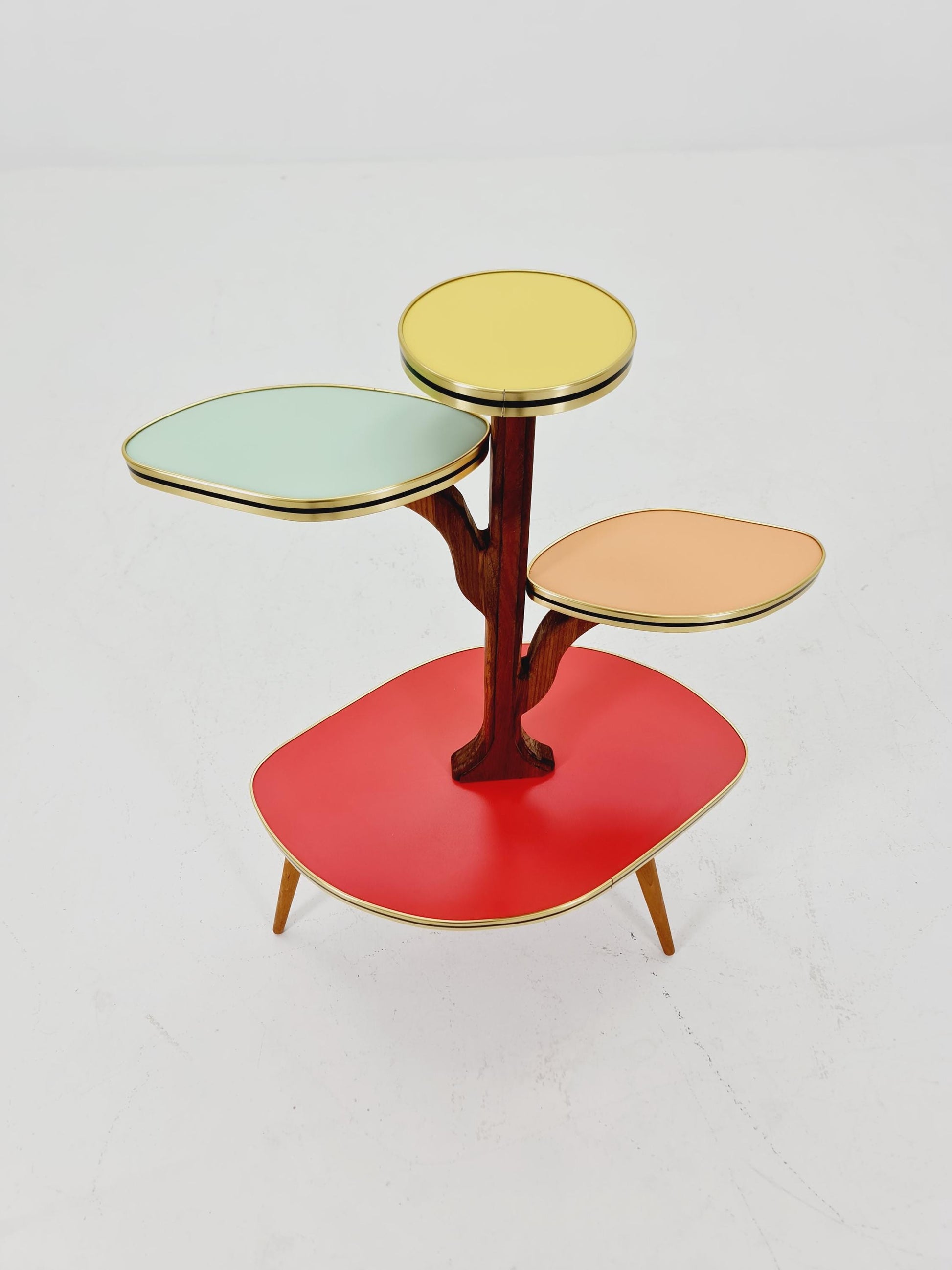 Rare Large German Plant Stand, Colorful Vintage Mid-Century Minimalist Indoor Plant Stand Side Table Retro flower table, 1950s