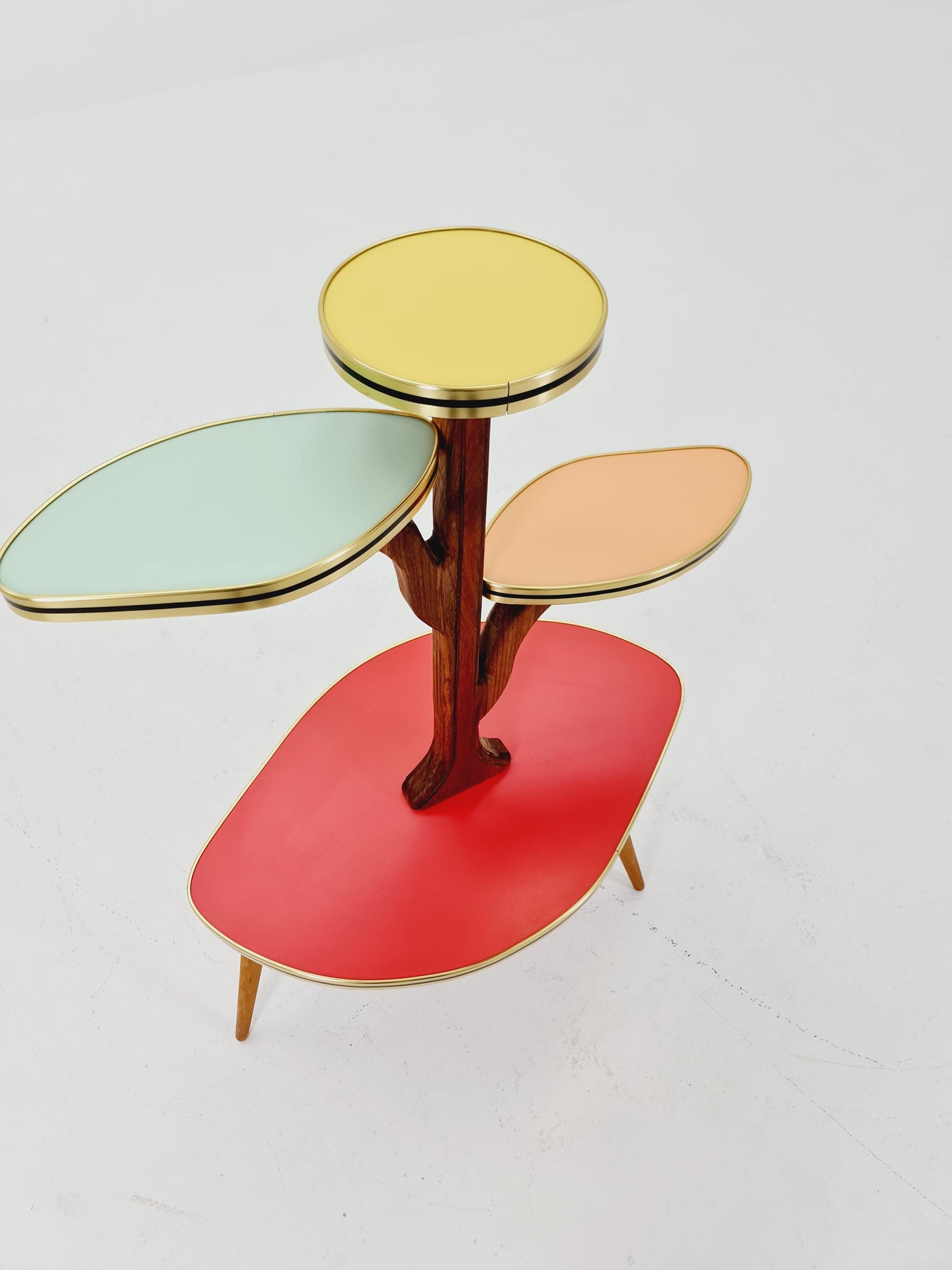 Rare Large German Plant Stand, Colorful Vintage Mid-Century Minimalist Indoor Plant Stand Side Table Retro flower table, 1950s