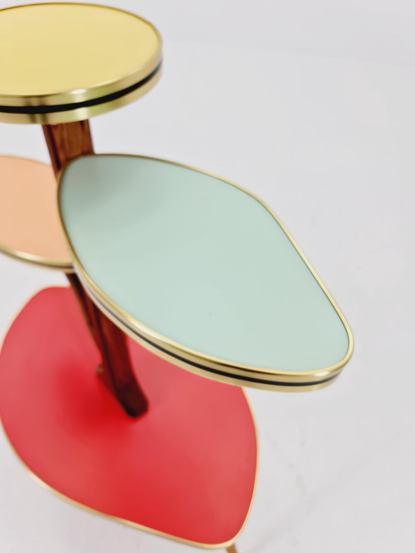 Rare Large German Plant Stand, Colorful Vintage Mid-Century Minimalist Indoor Plant Stand Side Table Retro flower table, 1950s