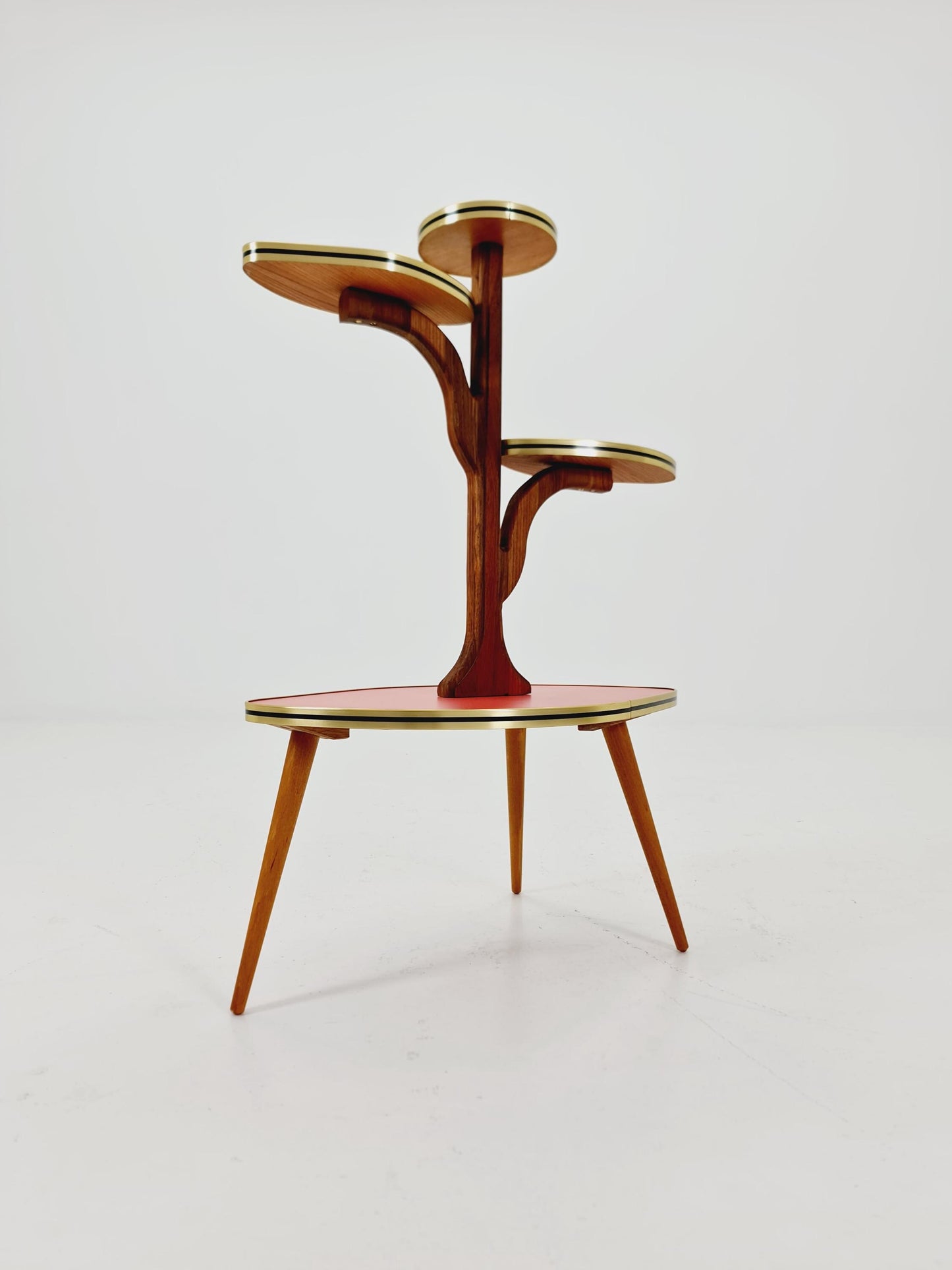 Rare Large German Plant Stand, Colorful Vintage Mid-Century Minimalist Indoor Plant Stand Side Table Retro flower table, 1950s