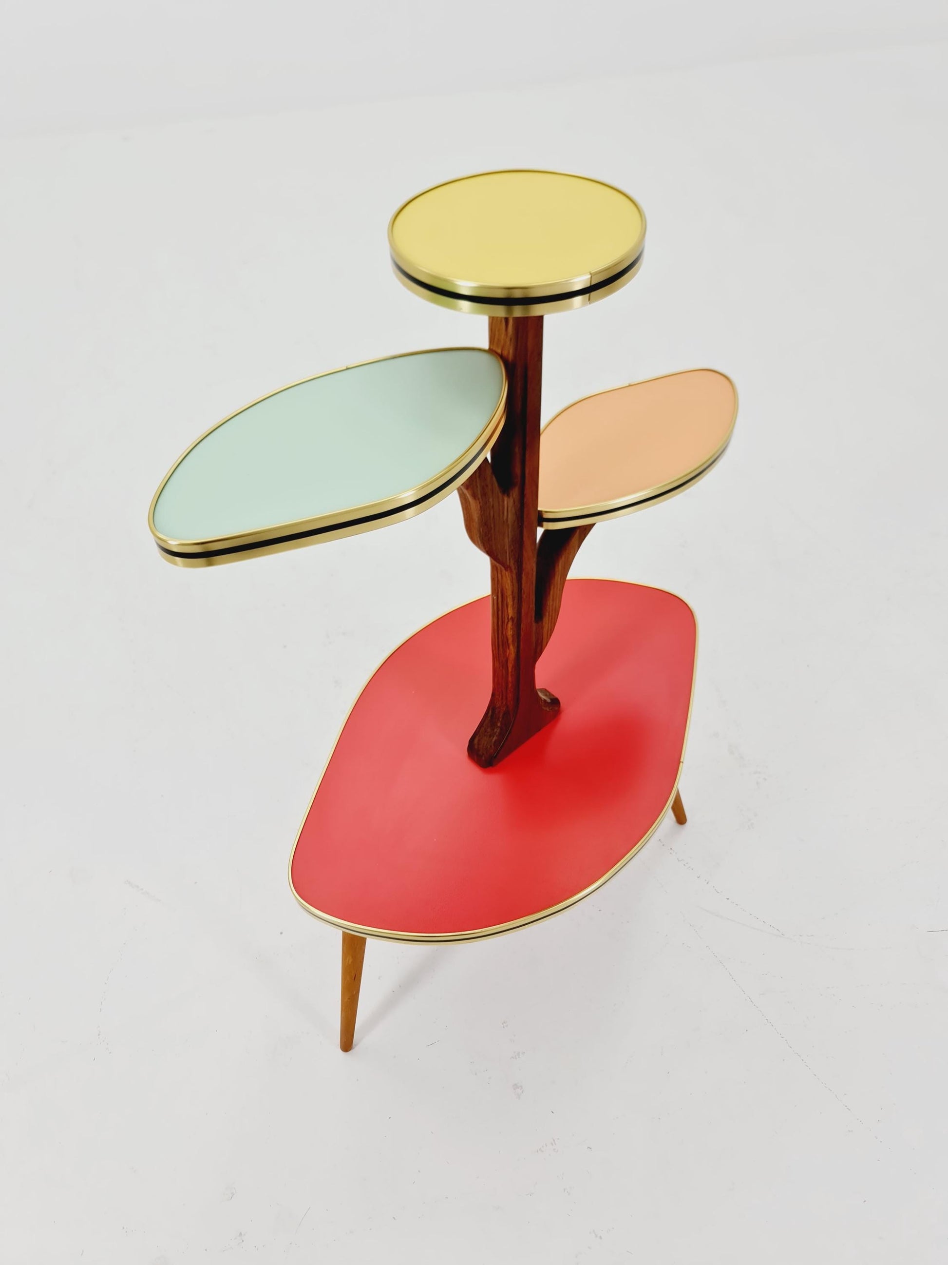 Rare Large German Plant Stand, Colorful Vintage Mid-Century Minimalist Indoor Plant Stand Side Table Retro flower table, 1950s