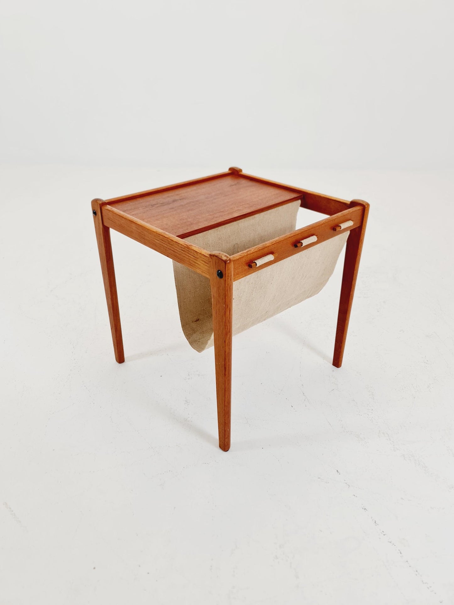 Danish Mid century solid teak Side table magazine rack by Brdr.Furbo For spottrup , 1960s
