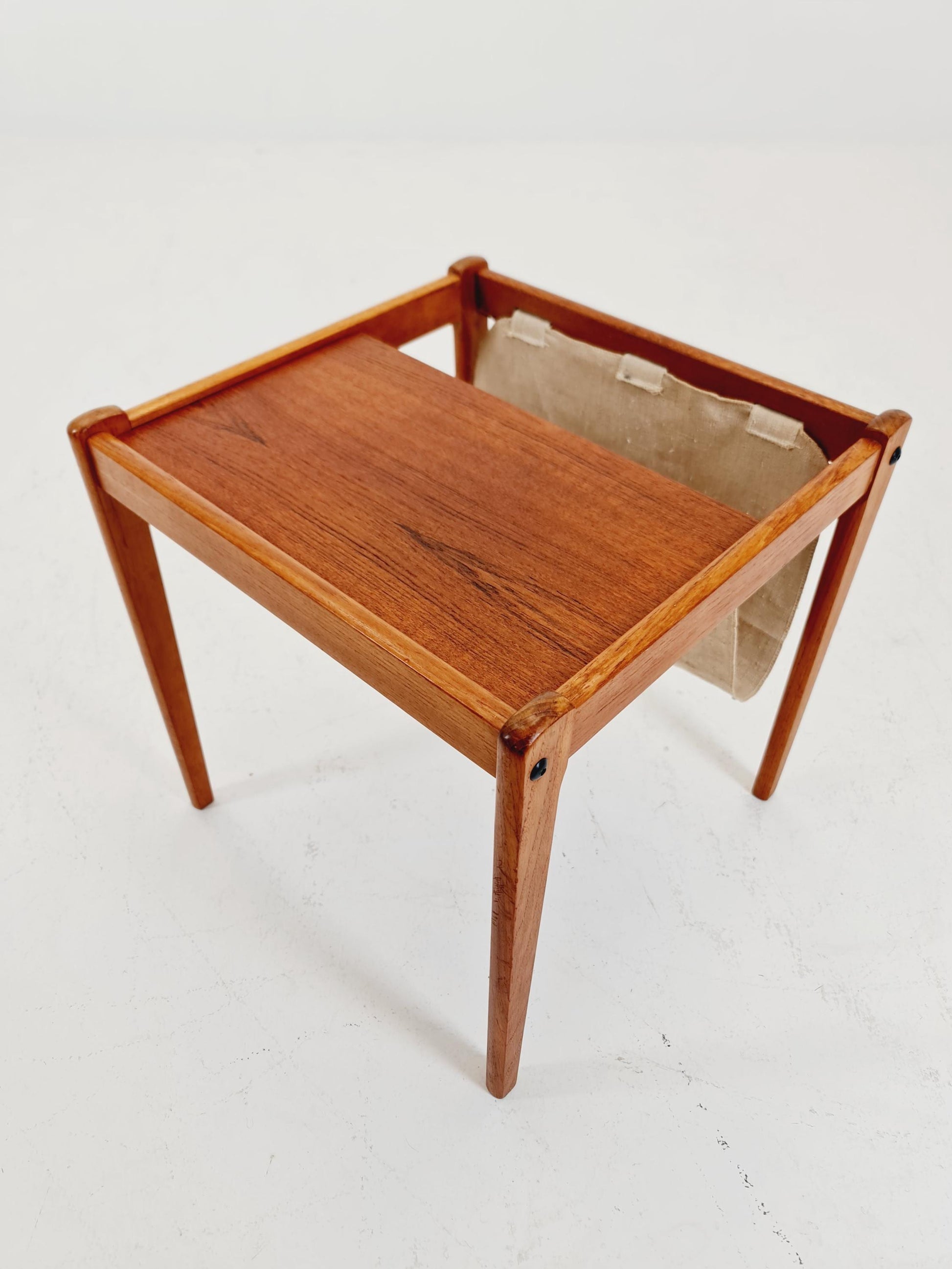 Danish Mid century solid teak Side table magazine rack by Brdr.Furbo For spottrup , 1960s