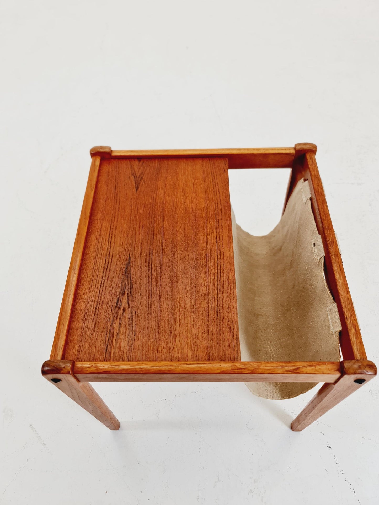Danish Mid century solid teak Side table magazine rack by Brdr.Furbo For spottrup , 1960s