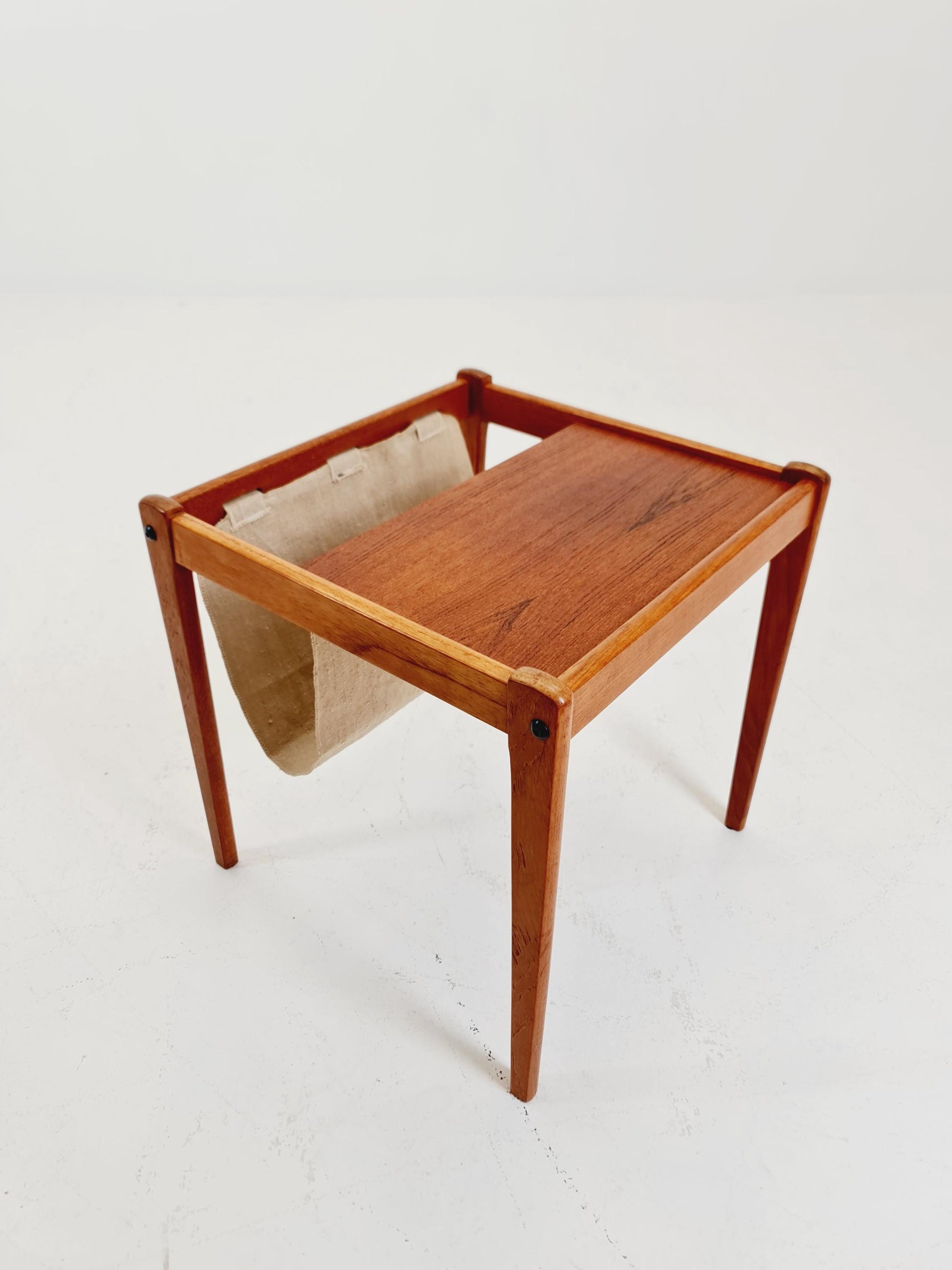 Danish Mid century solid teak Side table magazine rack by Brdr.Furbo For spottrup , 1960s