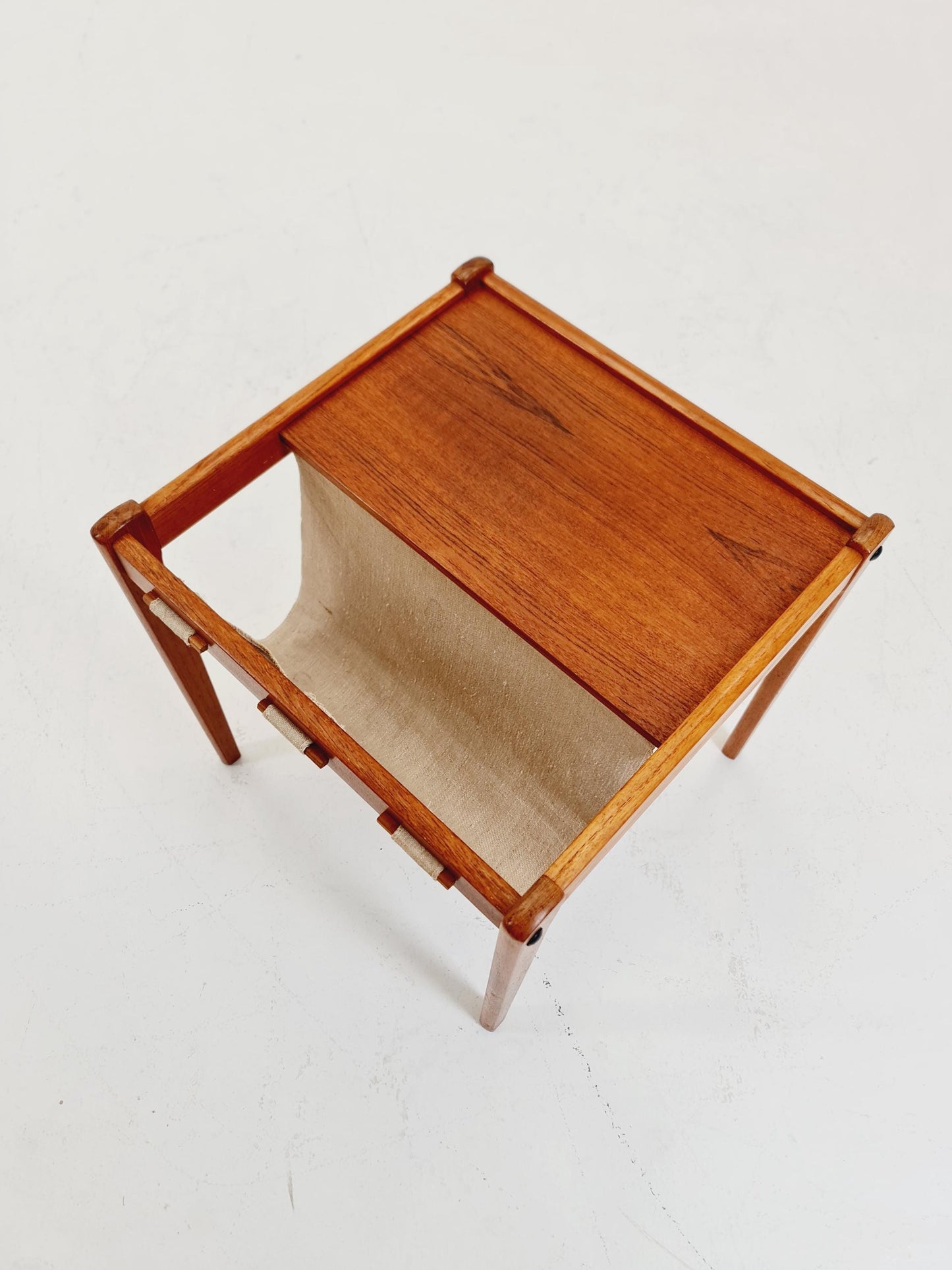 Danish Mid century solid teak Side table magazine rack by Brdr.Furbo For spottrup , 1960s