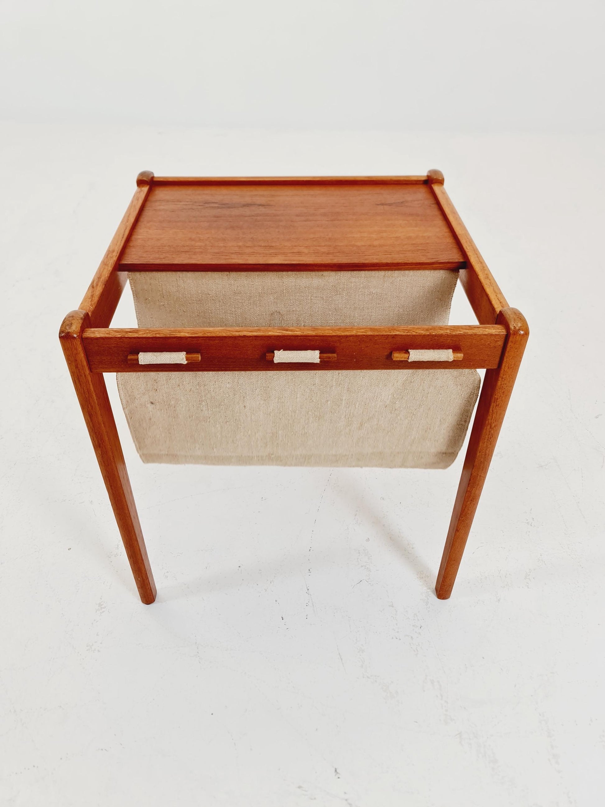 Danish Mid century solid teak Side table magazine rack by Brdr.Furbo For spottrup , 1960s
