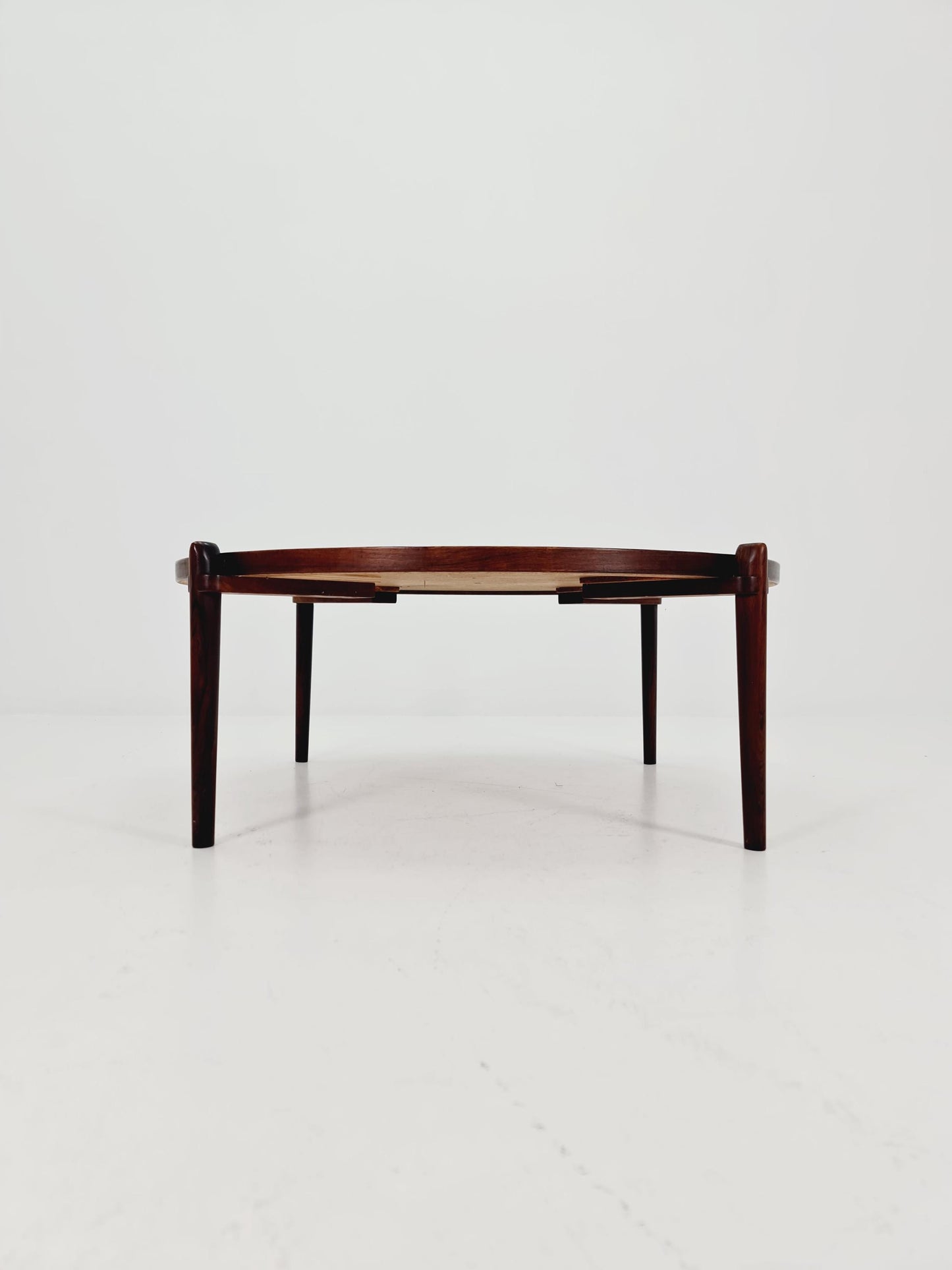 Rare vintage rosewood and an iset etched alumiunm coffe table by Heinz Lilenthal model E8 1970s