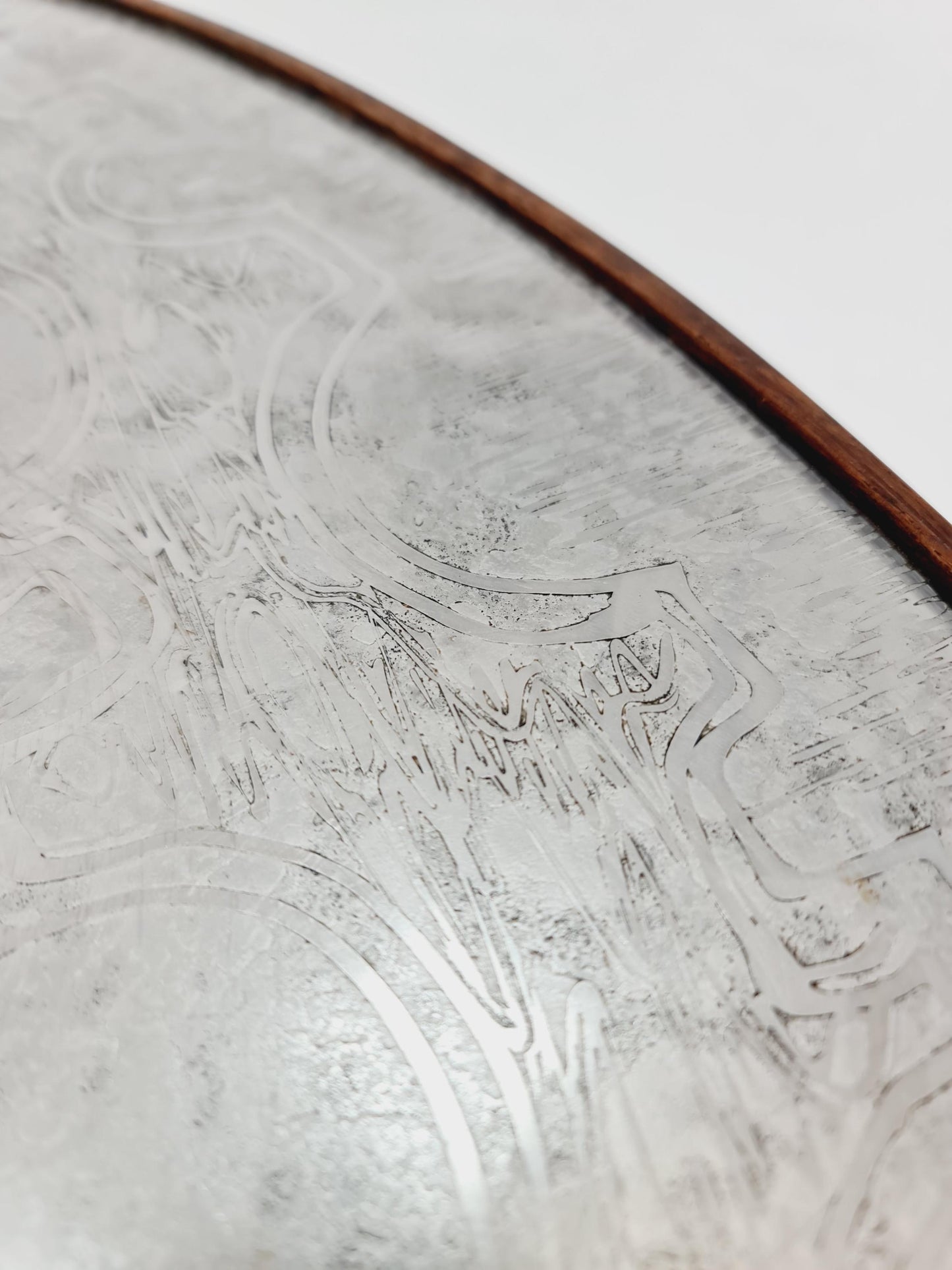 Rare vintage rosewood and an iset etched alumiunm coffe table by Heinz Lilenthal model E8 1970s