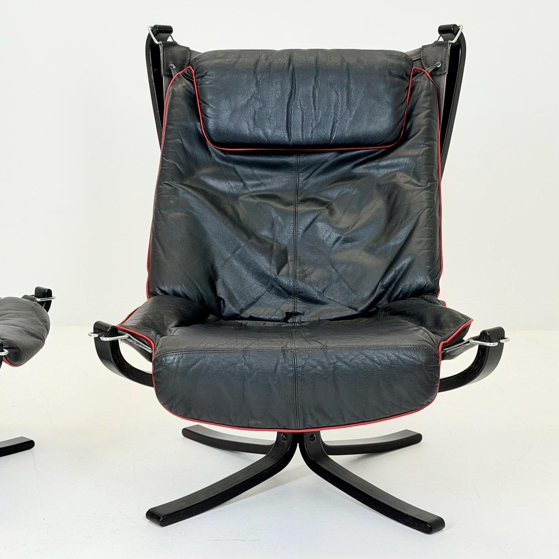 Mid century Falcon Lounge chair and footstool by Sigurd Ressell for Vatne Møbler, 1970s, set of 2