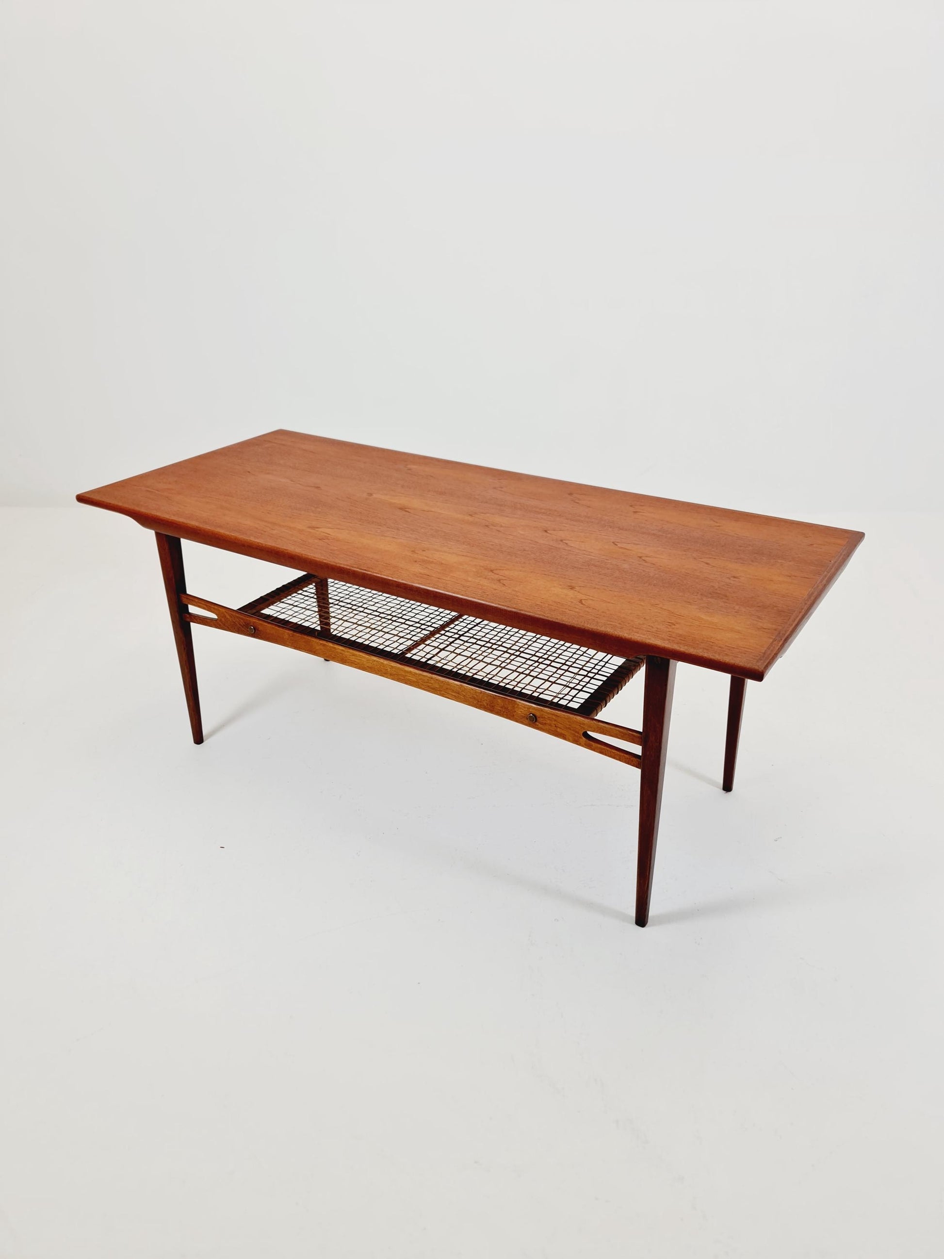 Mid century Danish Teak & Rattan Coffee table by Trioh Möbler Denmark, 1960s