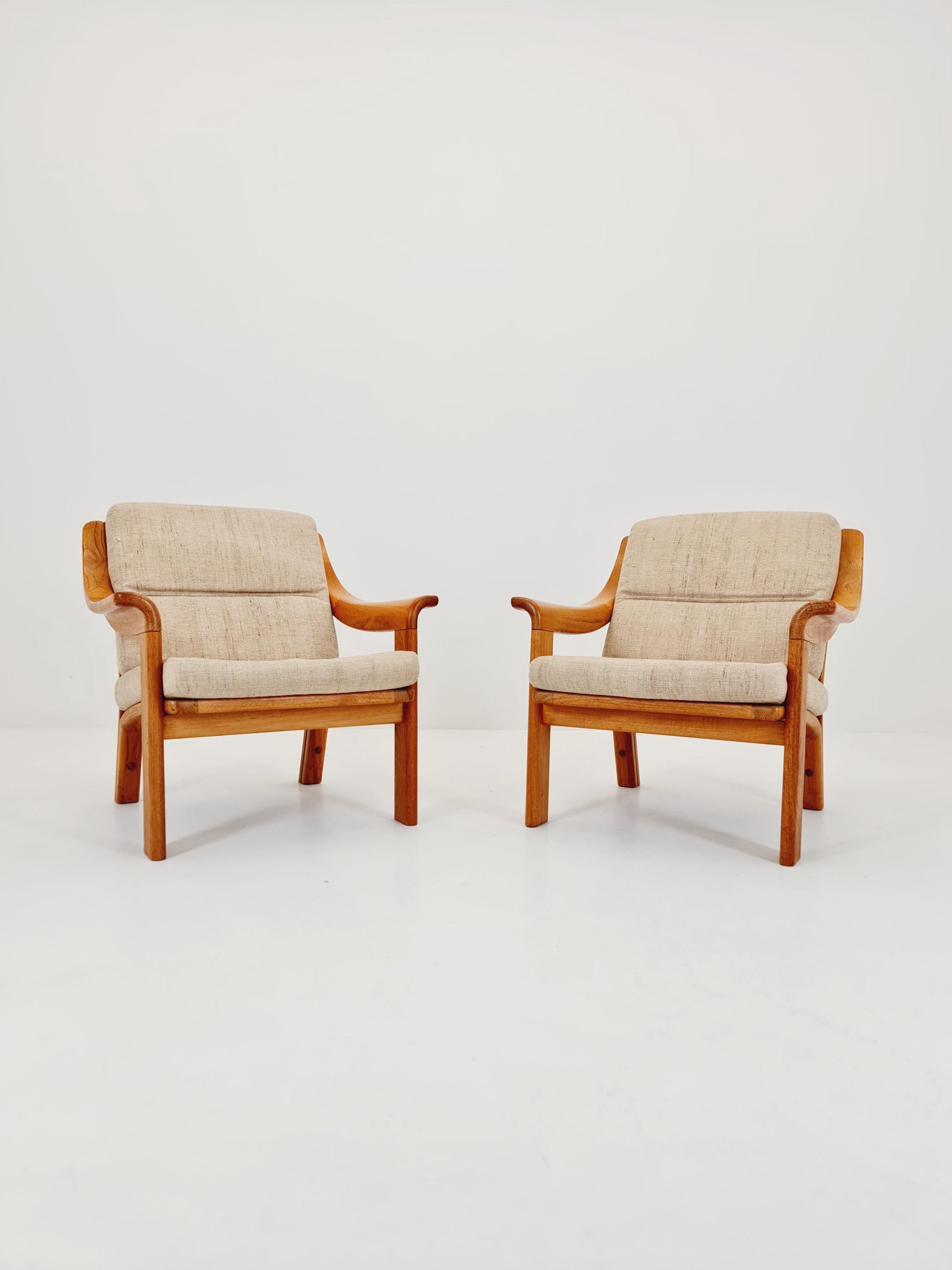 Mid century easy lounge chairs by P.Jeppesen in solid teak, 1960s, Set of 2