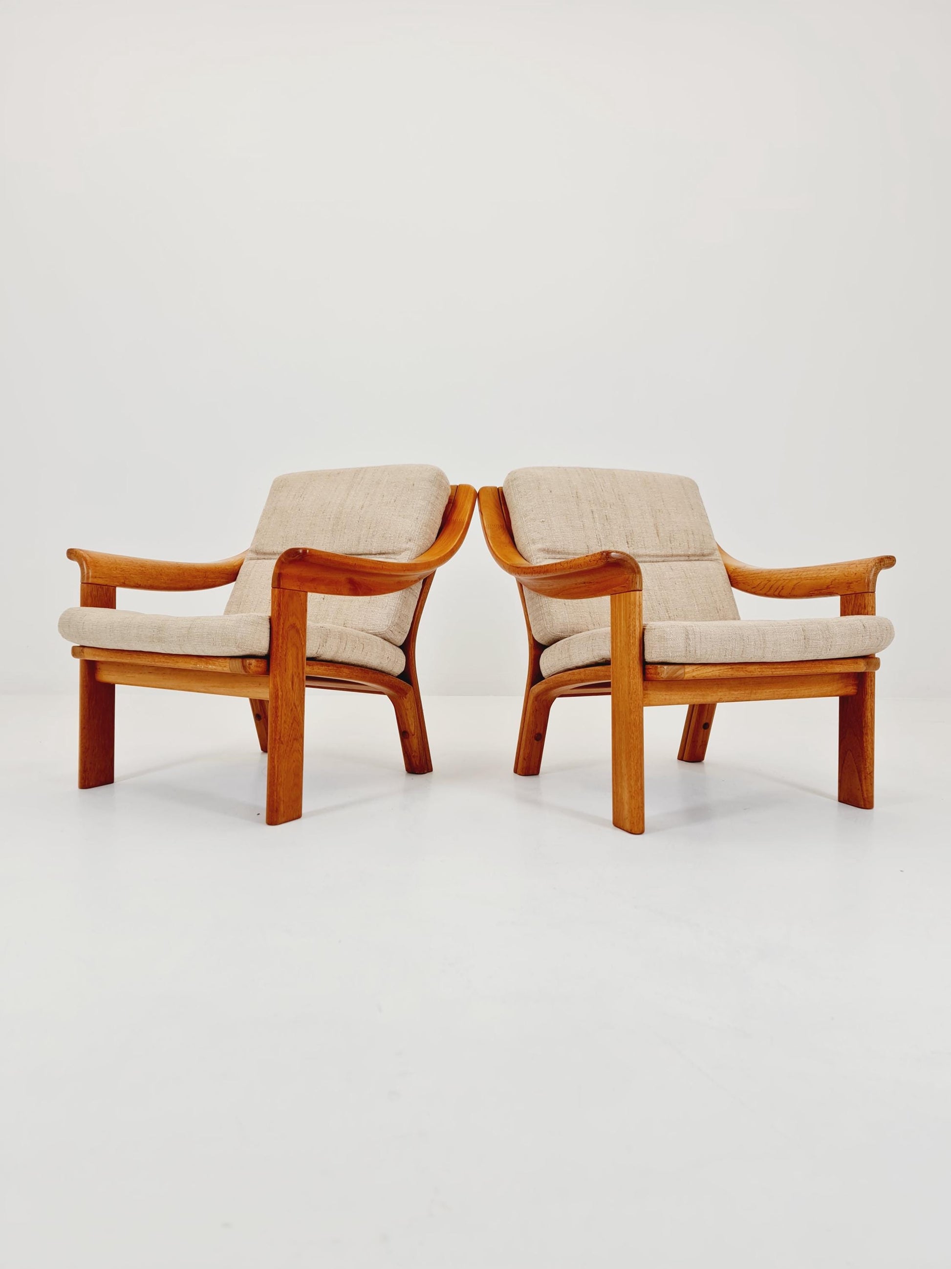 Mid century easy lounge chairs by P.Jeppesen in solid teak, 1960s, Set of 2