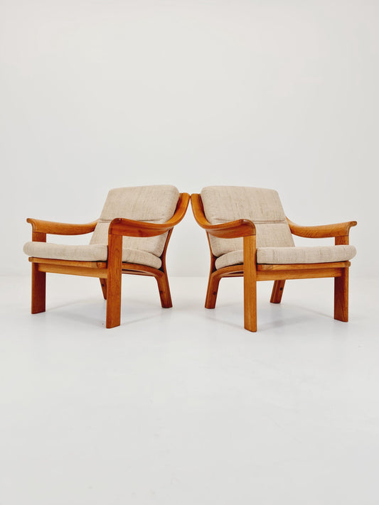Mid century easy lounge chairs by P.Jeppesen in solid teak, 1960s, Set of 2