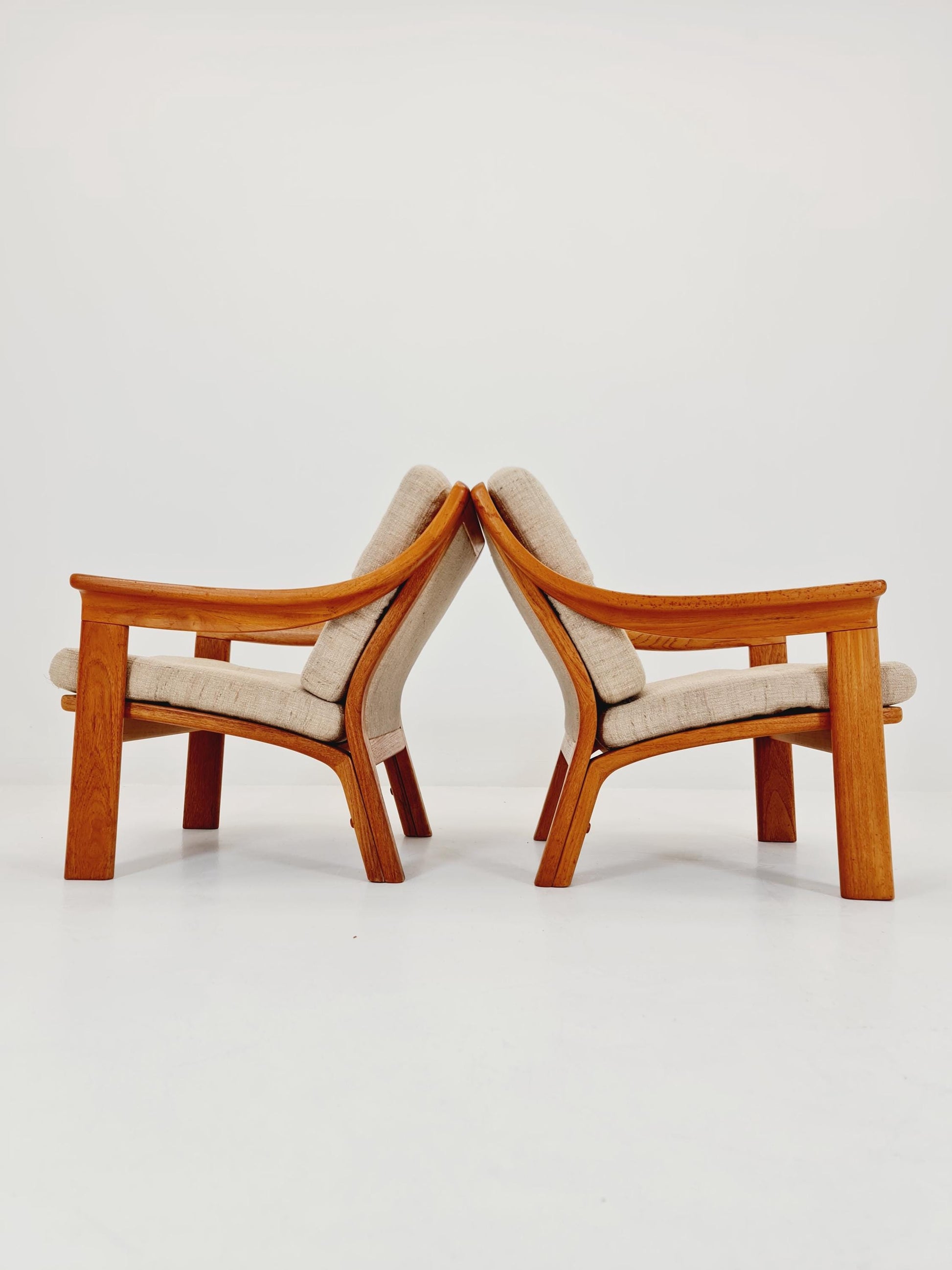 Mid century easy lounge chairs by P.Jeppesen in solid teak, 1960s, Set of 2