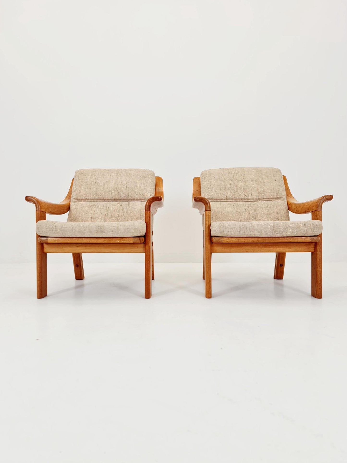 Mid century easy lounge chairs by P.Jeppesen in solid teak, 1960s, Set of 2