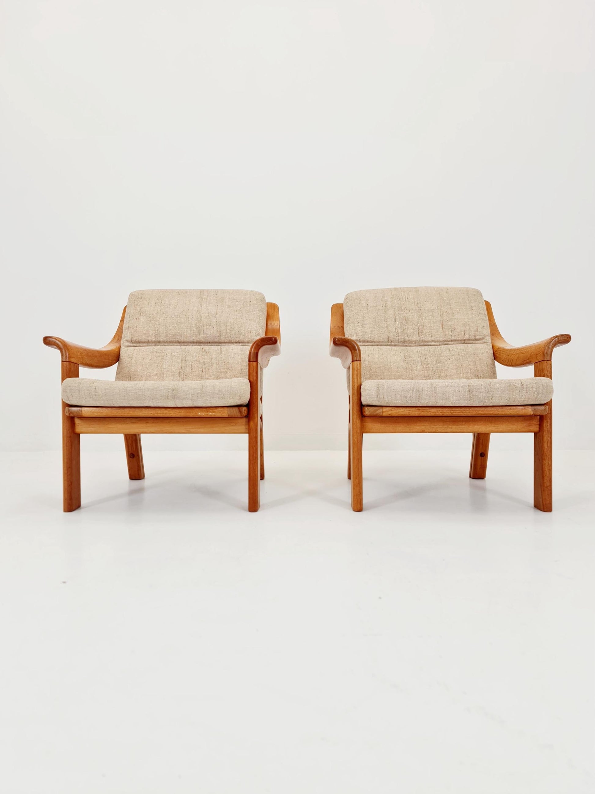 Mid century easy lounge chairs by P.Jeppesen in solid teak, 1960s, Set of 2