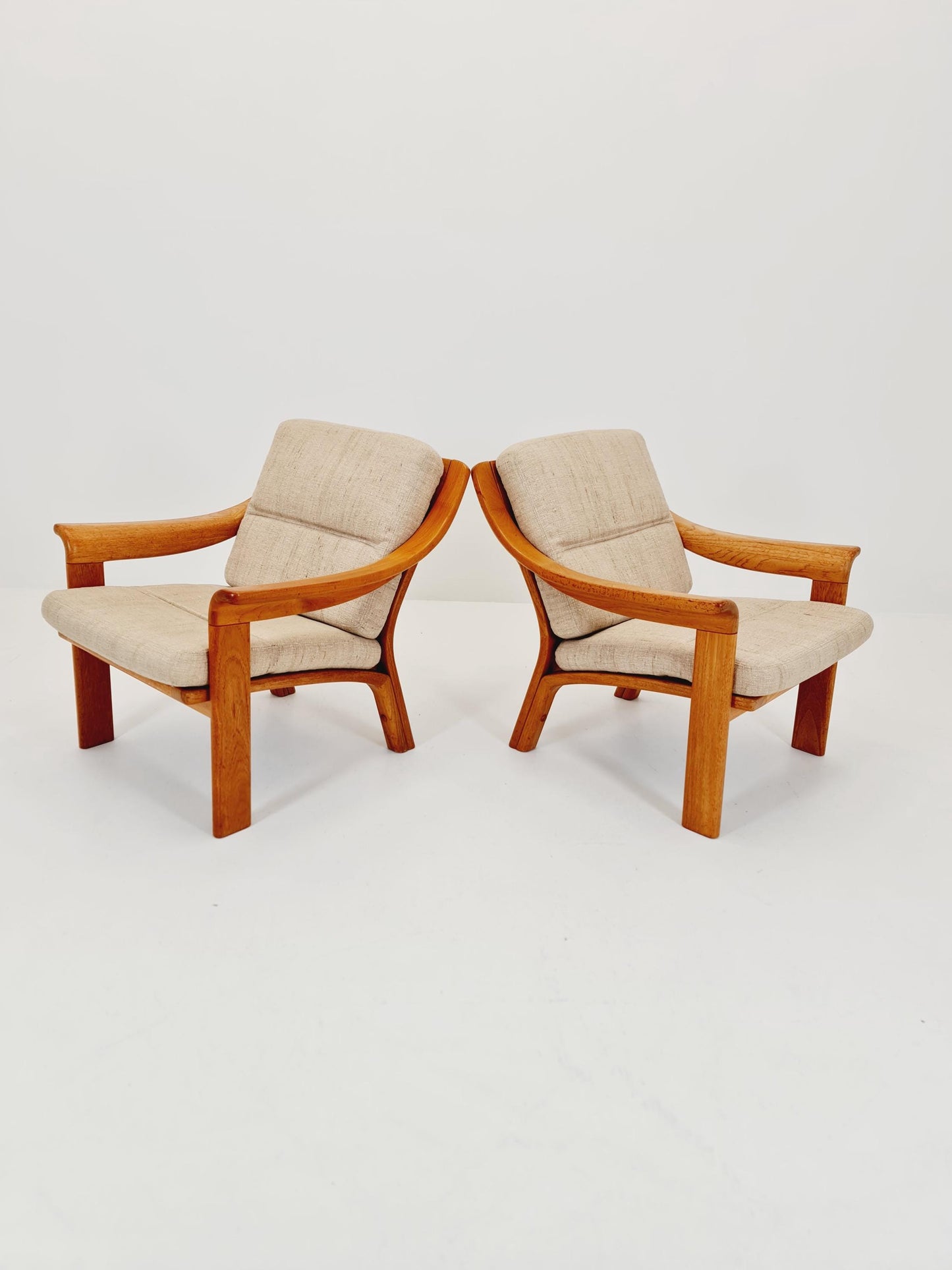 Mid century easy lounge chairs by P.Jeppesen in solid teak, 1960s, Set of 2