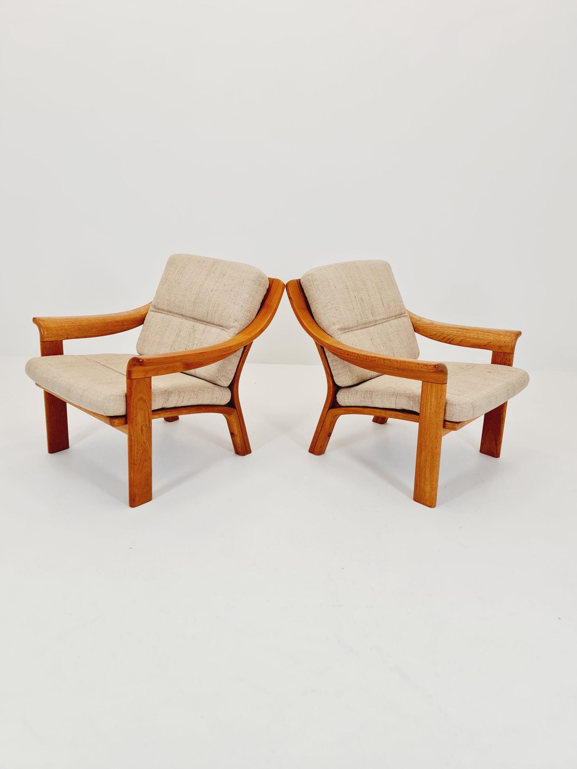 Mid century easy lounge chairs by P.Jeppesen in solid teak, 1960s, Set of 2
