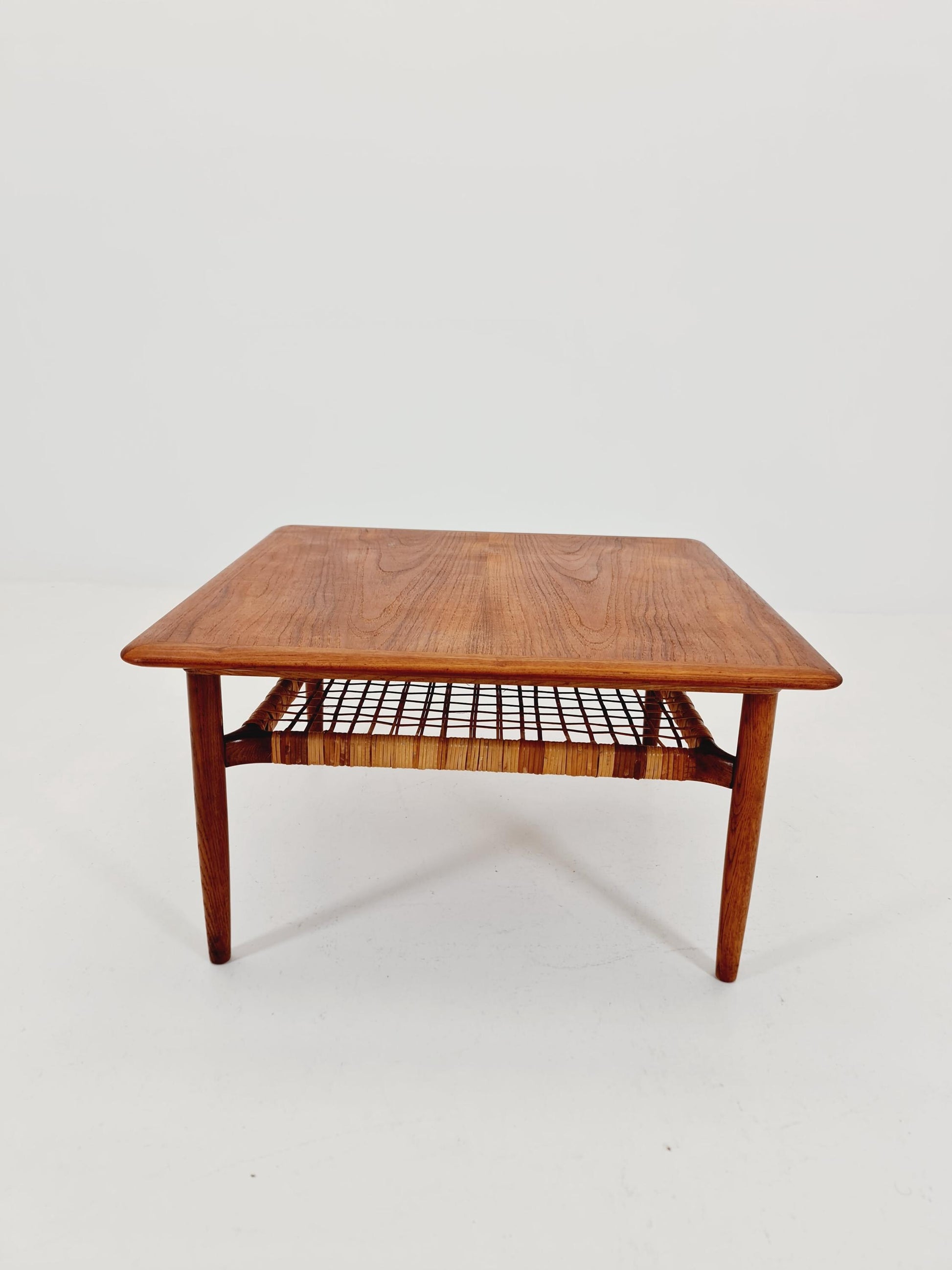 Mid century Danish Teak & Rattan Coffee table by Kurt Østervig for jason MØbler Denmark, 1960s