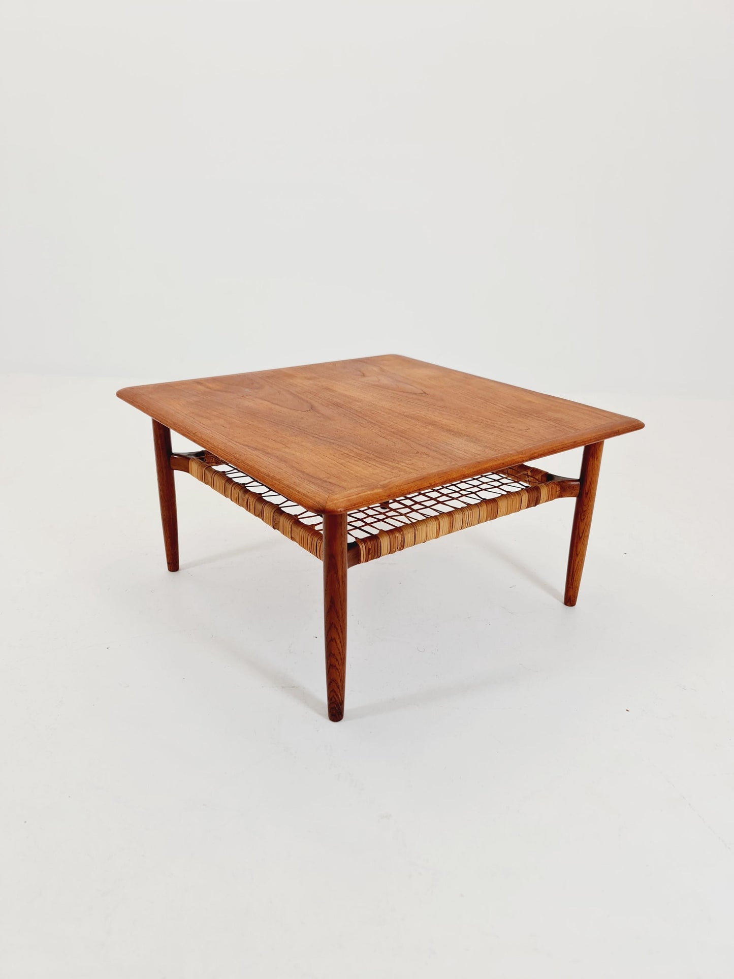 Mid century Danish Teak & Rattan Coffee table by Kurt Østervig for jason MØbler Denmark, 1960s