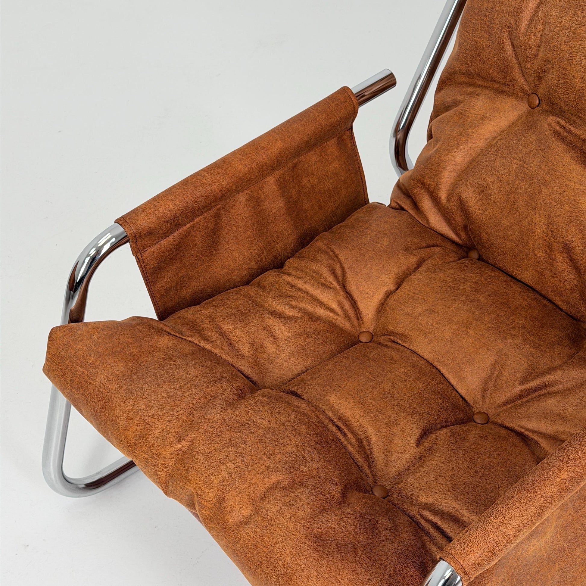 Mid century leather lounge chair By Gillis Lundgren Ikea Hoss Sweden 1970s