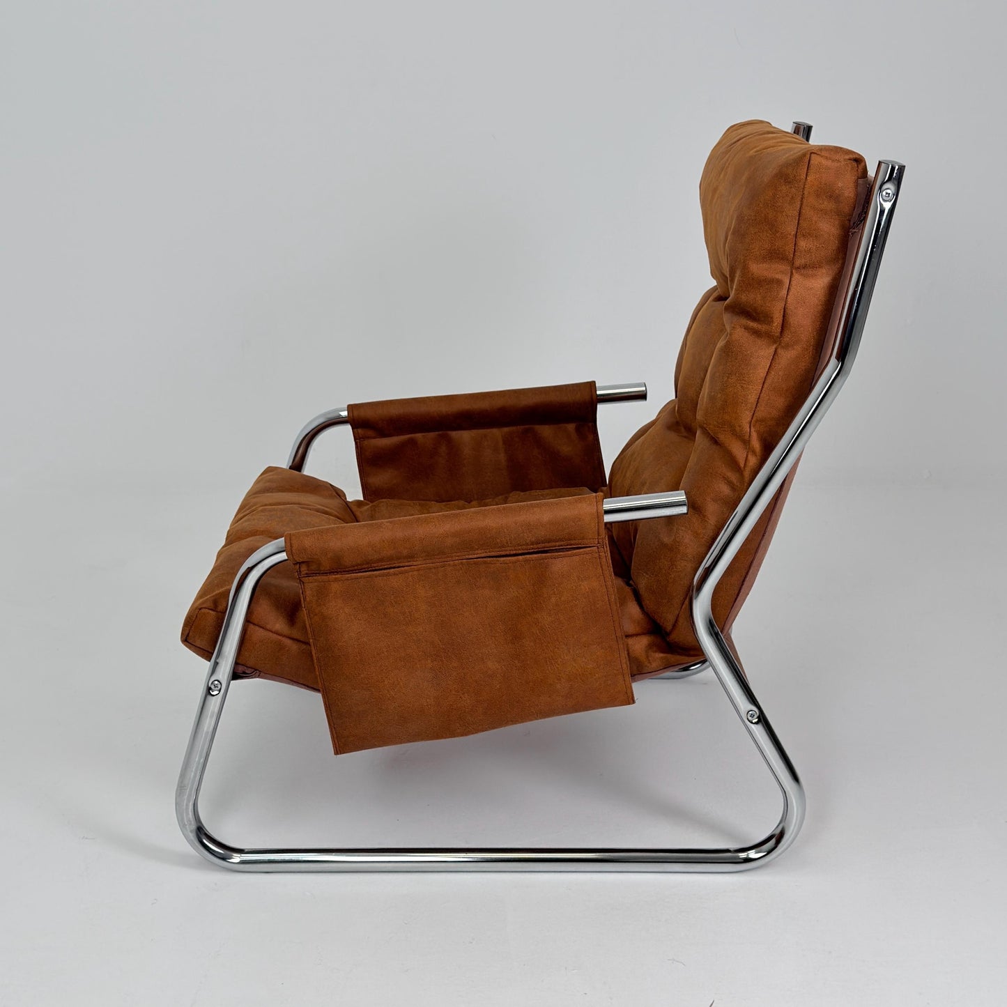Mid century leather lounge chair By Gillis Lundgren Ikea Hoss Sweden 1970s