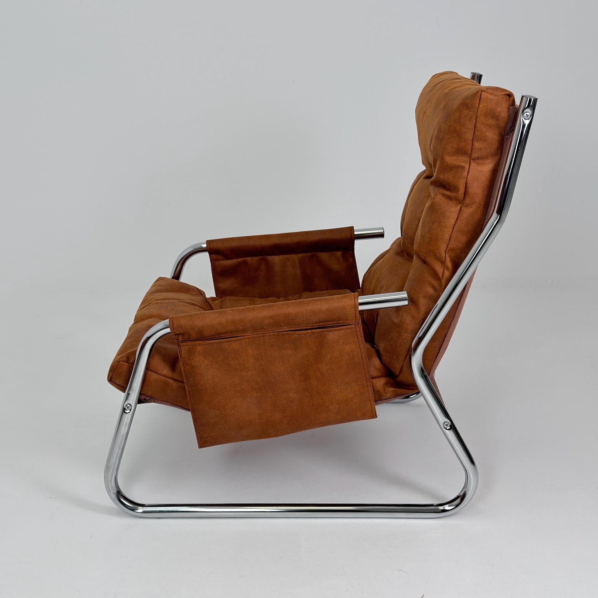 Mid century leather lounge chair By Gillis Lundgren Ikea Hoss Sweden 1970s