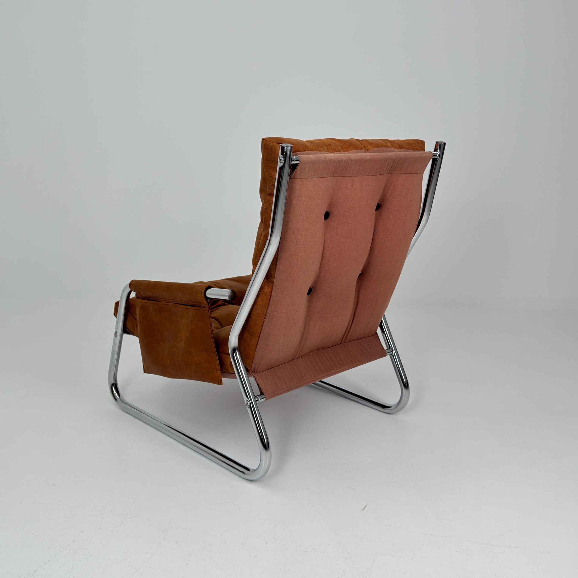 Mid century leather lounge chair By Gillis Lundgren Ikea Hoss Sweden 1970s