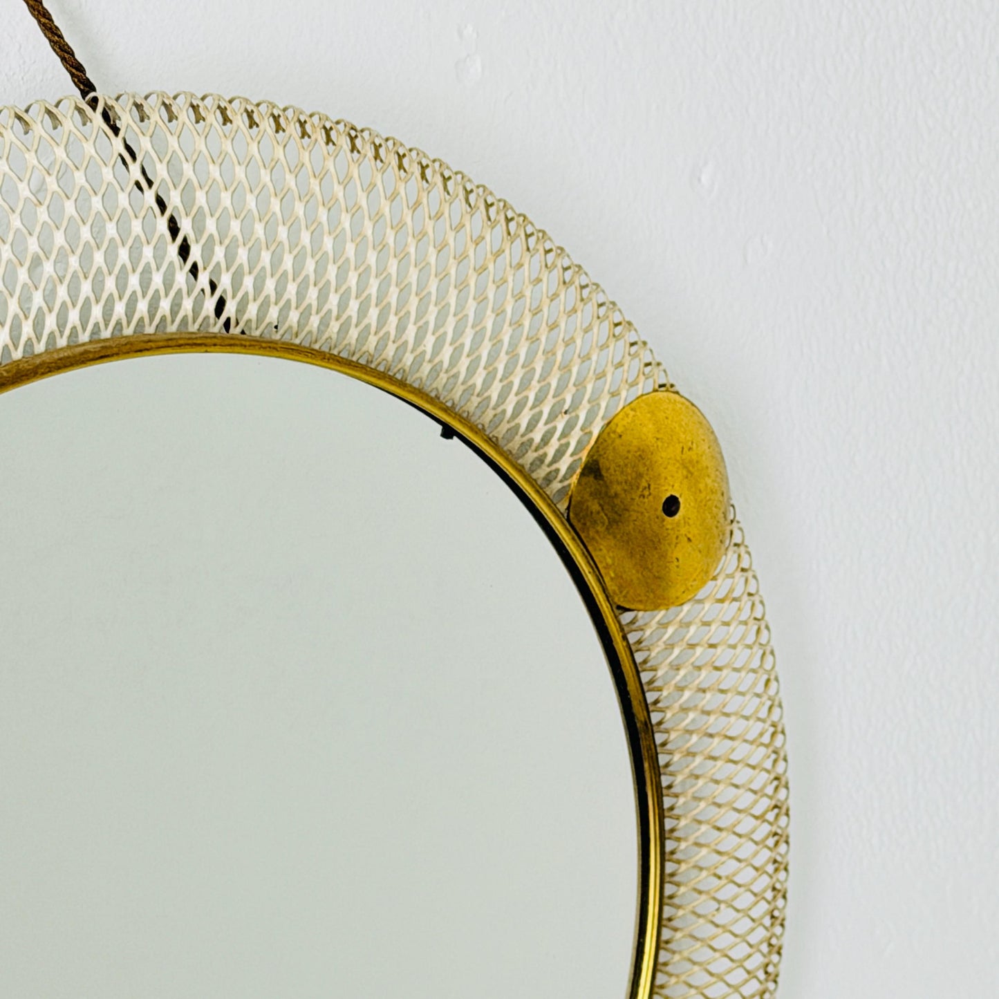 Mid Century Italian Round Metal & Brass Mirror by Stilnovo, 1960s Italy