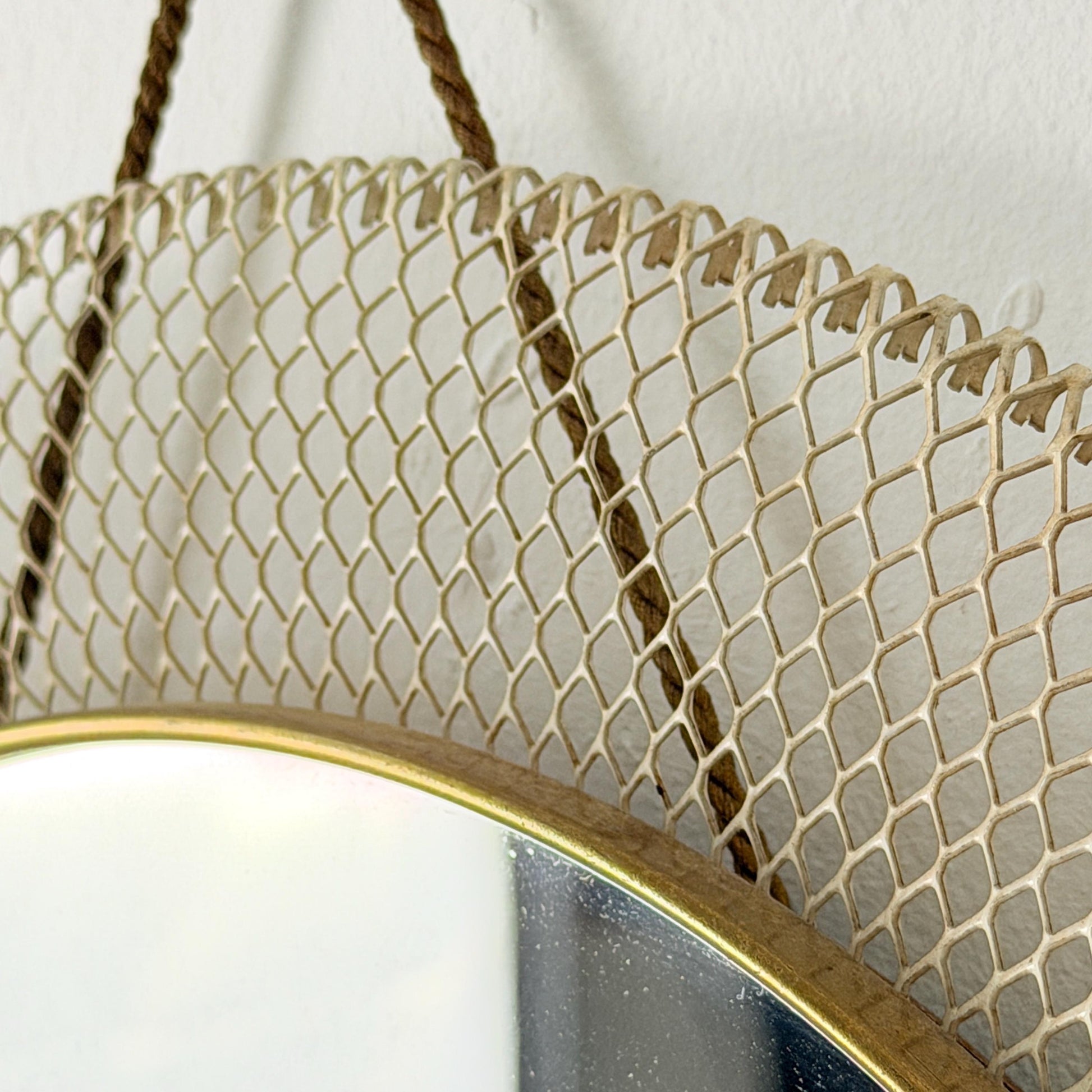 Mid Century Italian Round Metal & Brass Mirror by Stilnovo, 1960s Italy