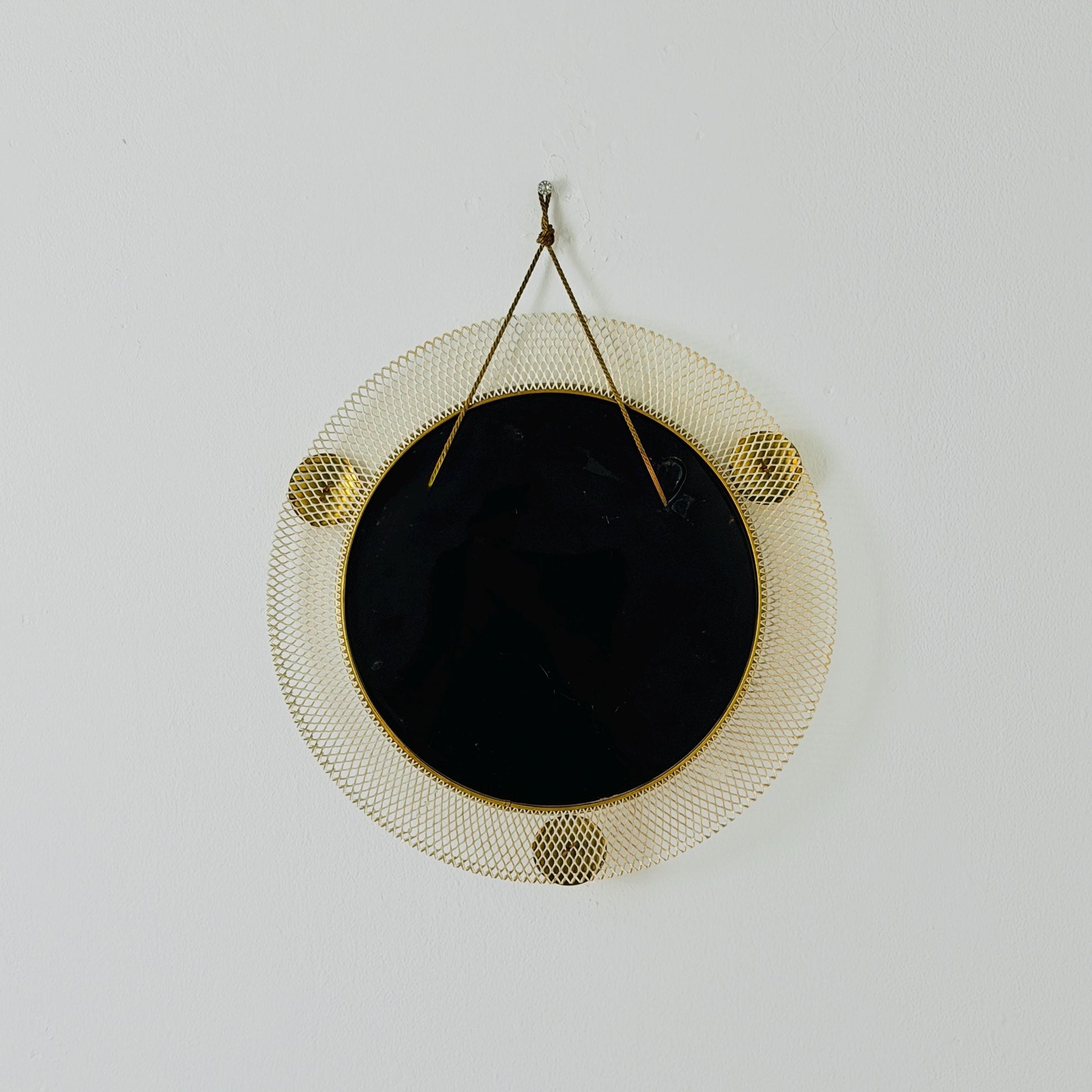 Mid Century Italian Round Metal & Brass Mirror by Stilnovo, 1960s Italy