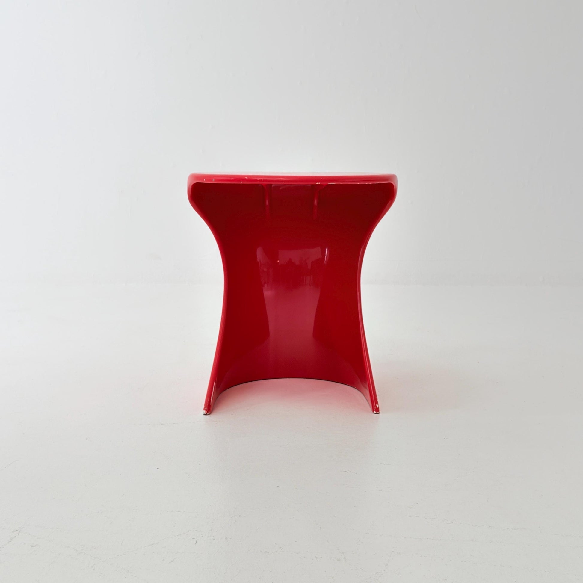 Rare Space Age Red Fiberglass Side Table, Germany 1980s