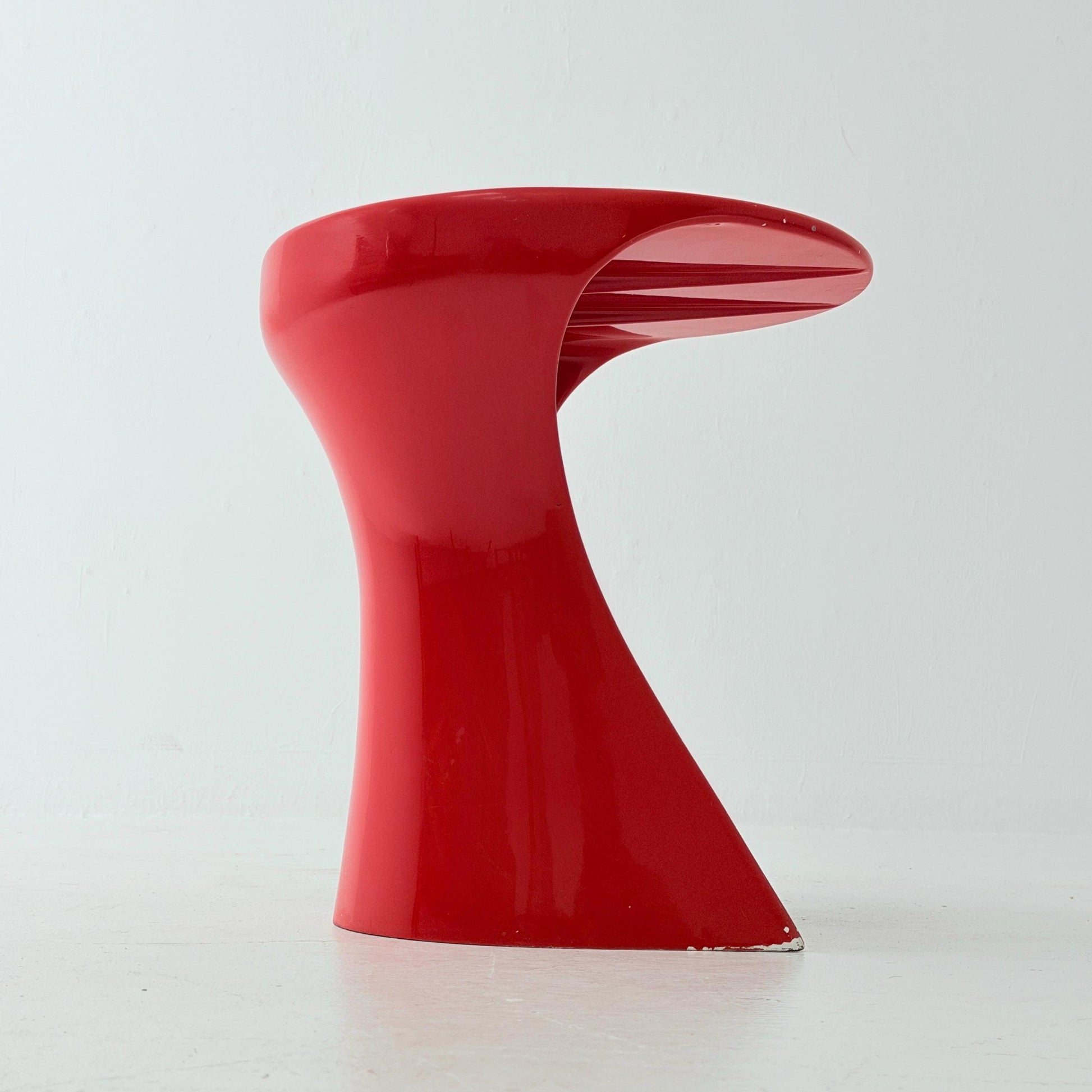 Rare Space Age Red Fiberglass Side Table, Germany 1980s