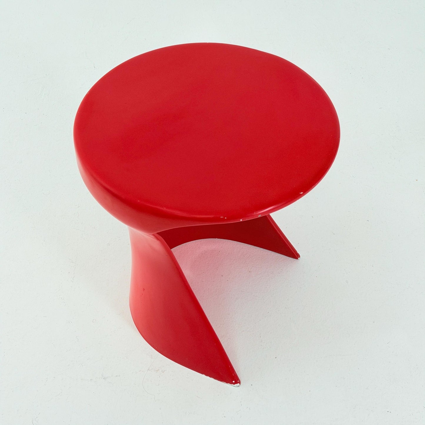 Rare Space Age Red Fiberglass Side Table, Germany 1980s
