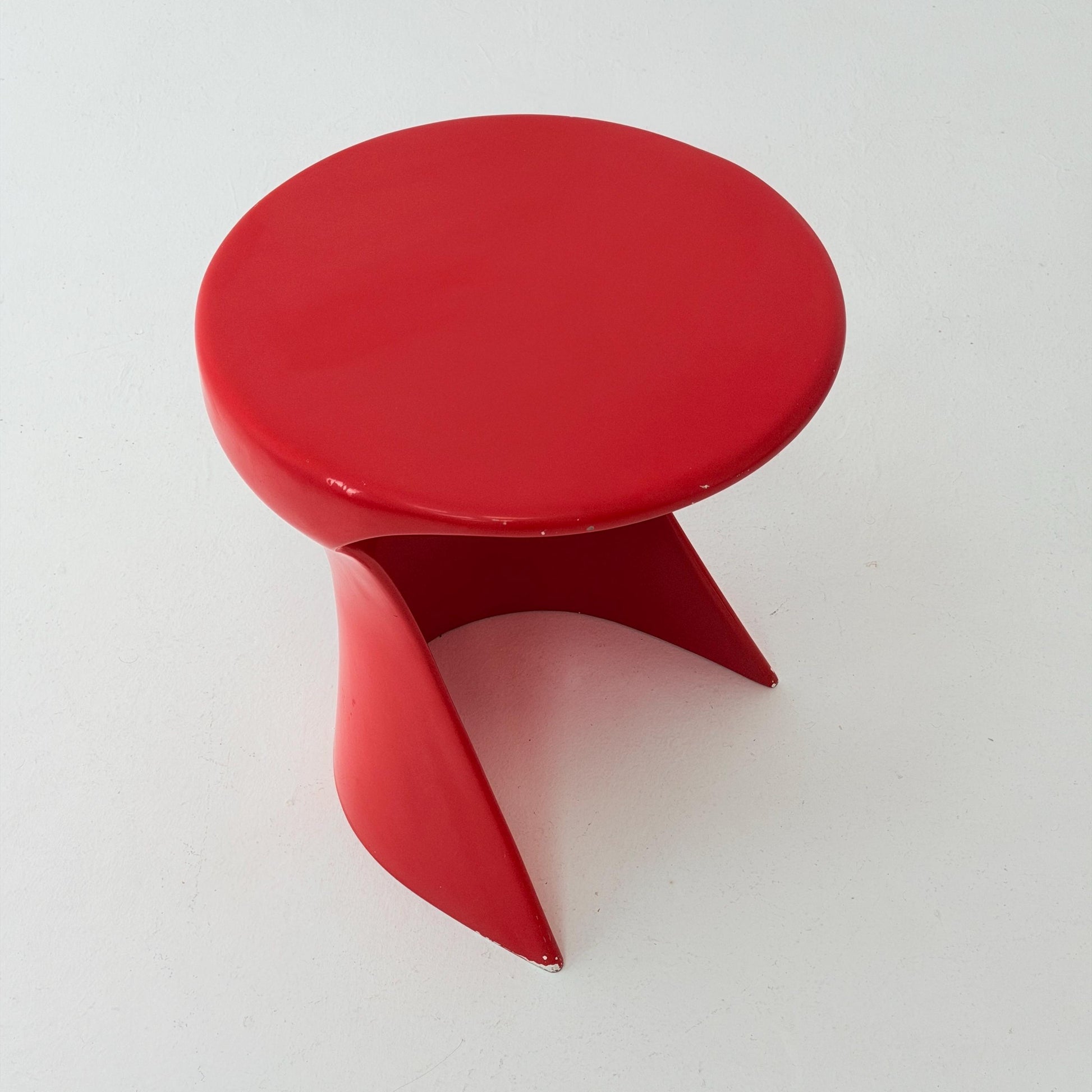 Rare Space Age Red Fiberglass Side Table, Germany 1980s