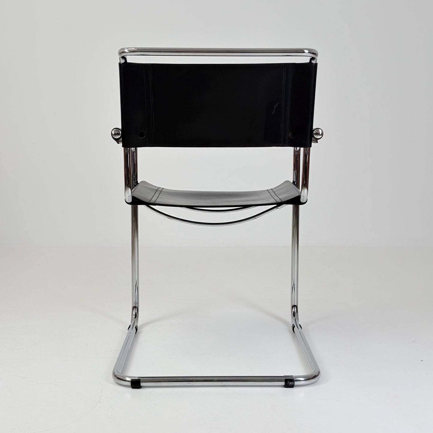 1 of 25 Mid Century Bauhaus S34 Cantilever Armchair by Mart Stam for Italia Mobilia, Black Leather & Chrome, Italy 1980s