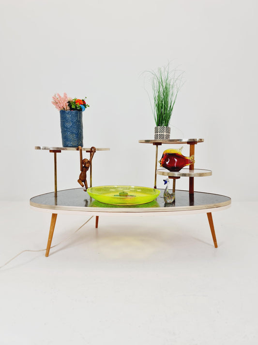 Rare Mid century Large German Plant Stand with fountain colorful Minimalist Plant Stand by Friwa west germany, 1960s