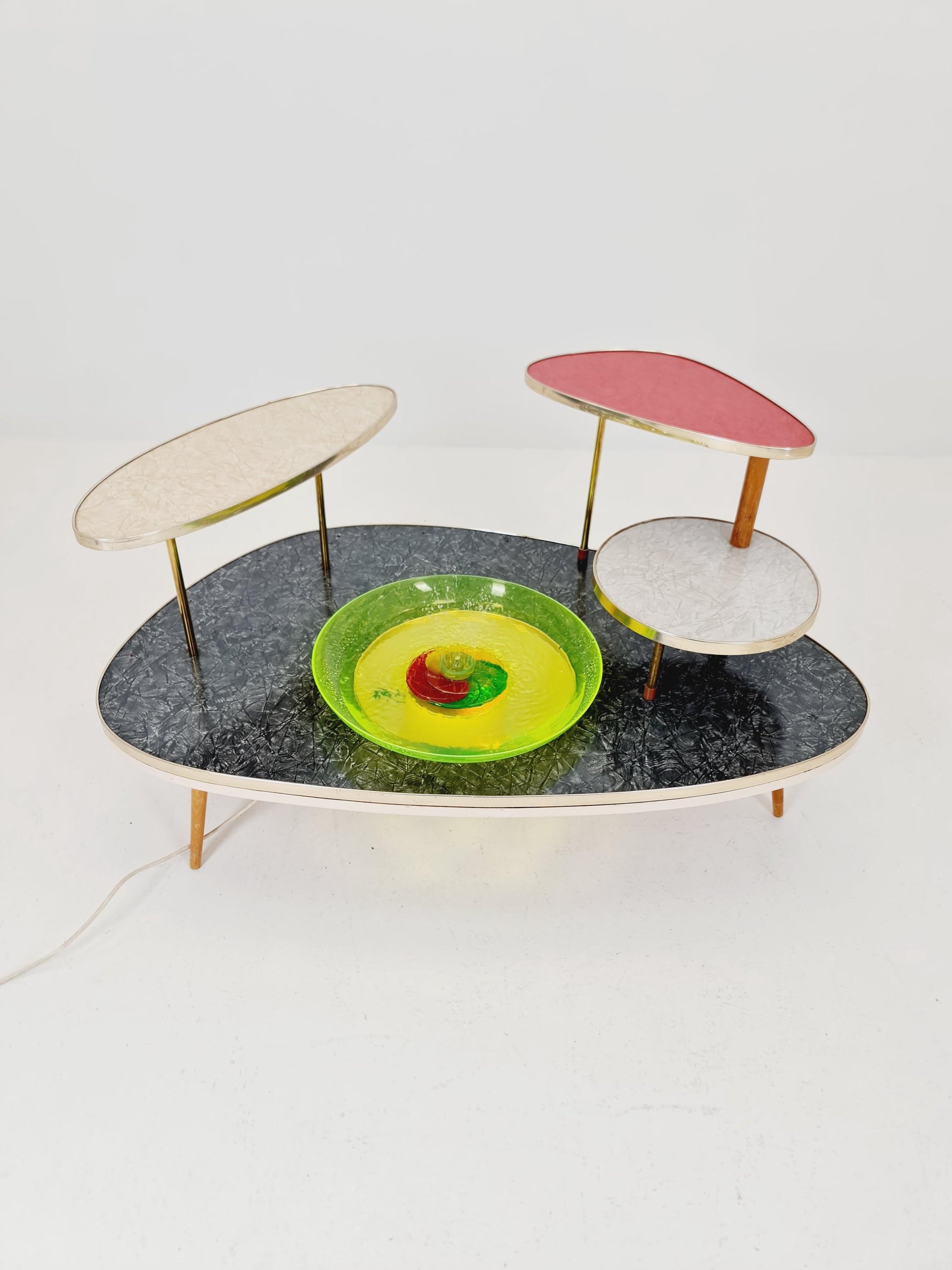 Rare Mid century Large German Plant Stand with fountain colorful Minimalist Plant Stand by Friwa west germany, 1960s